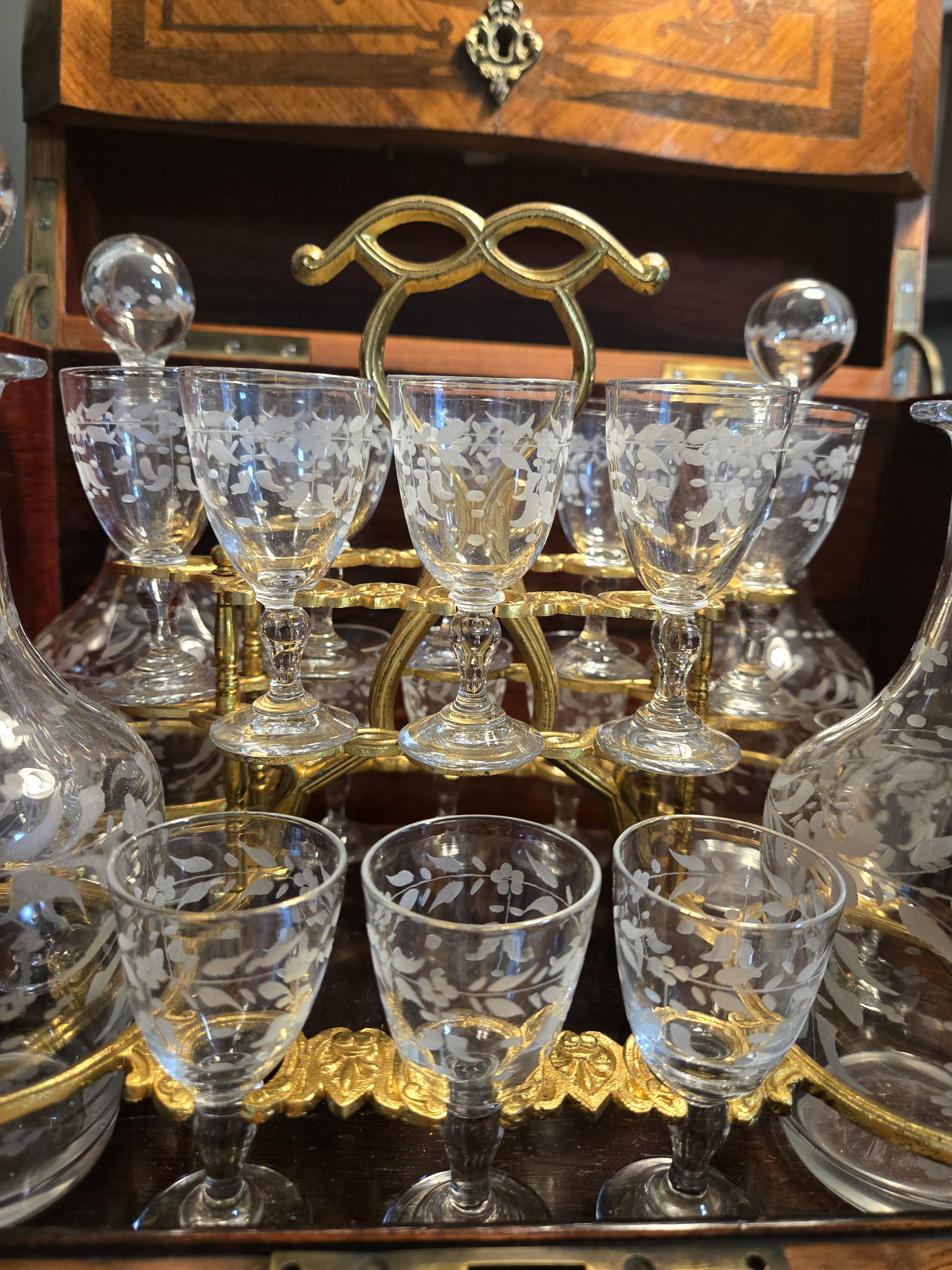 Cave à Liqueur, a refined example of Napoleon III period craftsmanship. Made in France circa 1870