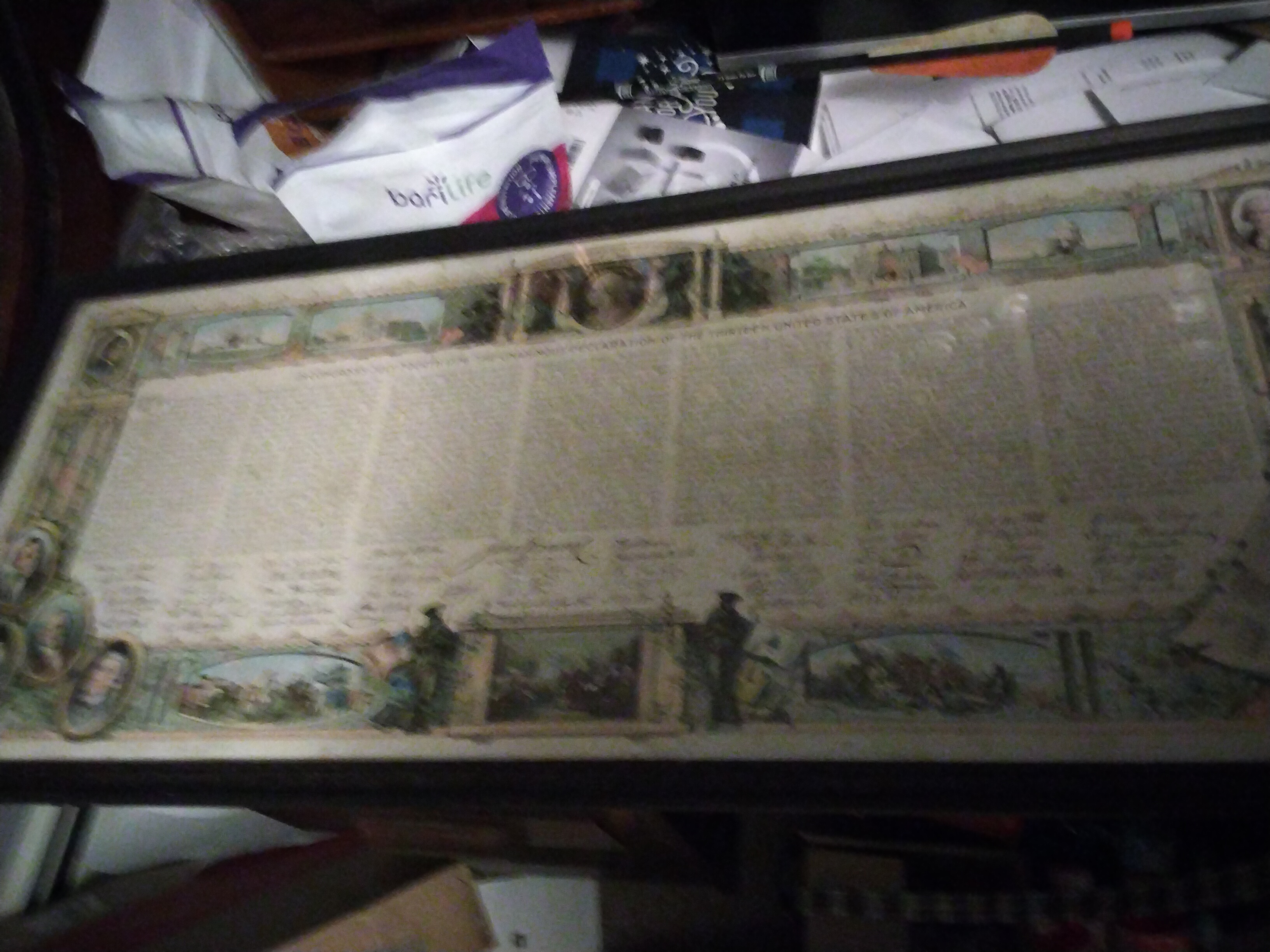 Colored broadside of declaration ofthe 13 states 