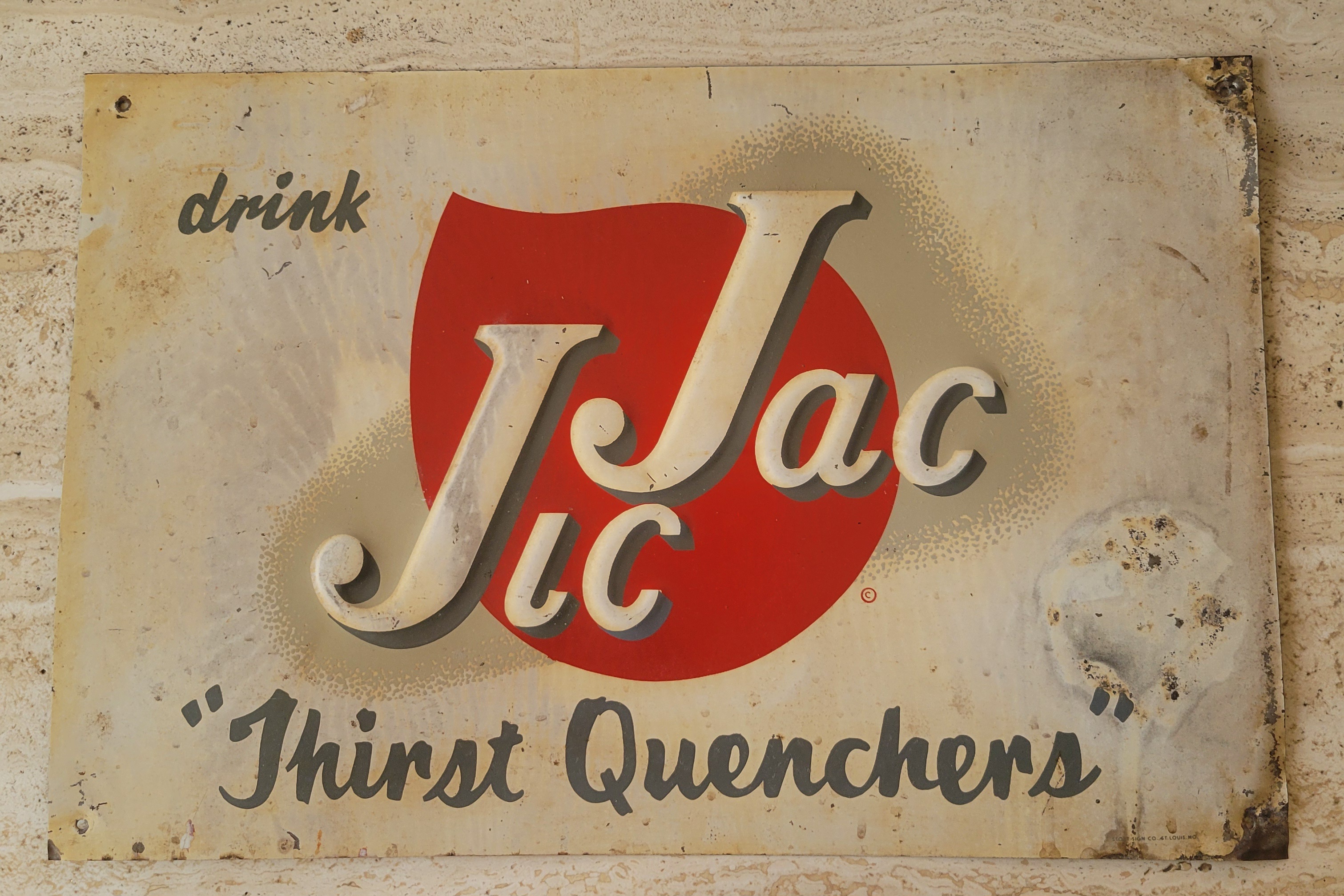 Jic jac "Thirst quenchers" sign