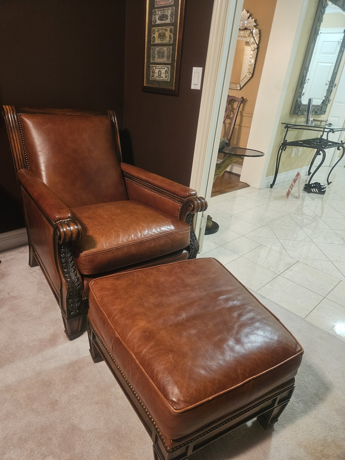 Leather Chair and Ottoman by Whittemore-Sherrill Limited — appraisal value $650 - $1,610