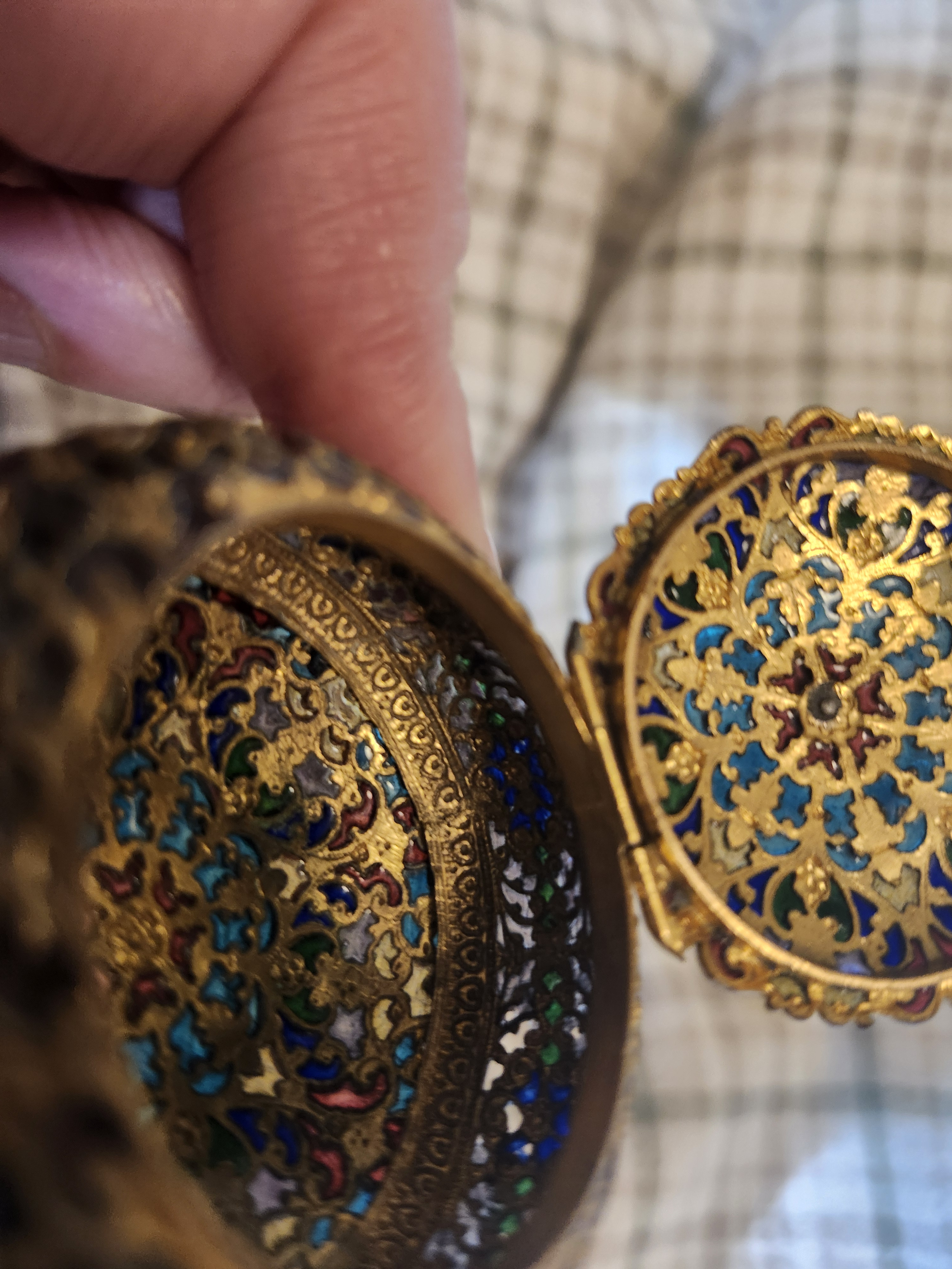 Gilt Cloisonne Pill Box — appraisal value $300 - $500