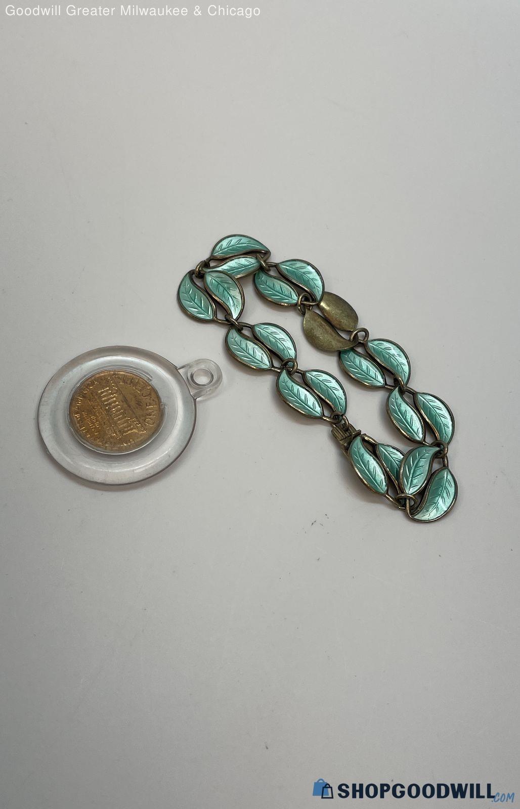 925 David Andersen Green Leaf bracelet