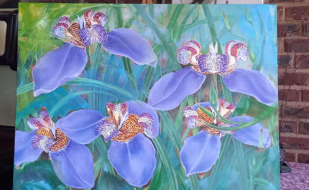 Blue flowers by Roanne Dahl