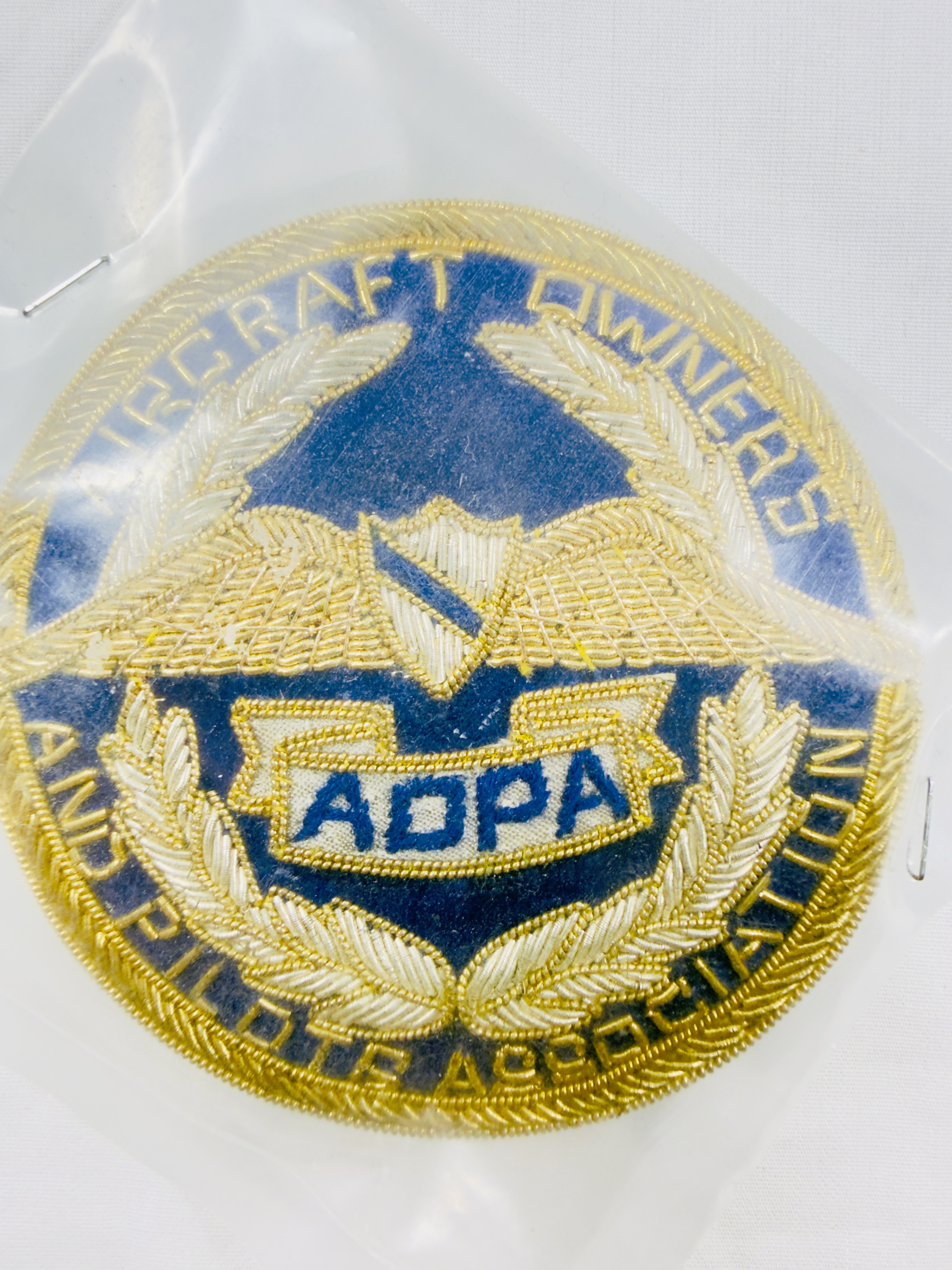Vintage AOPA 3" Gold and/or Silver Bullion embroidered badge