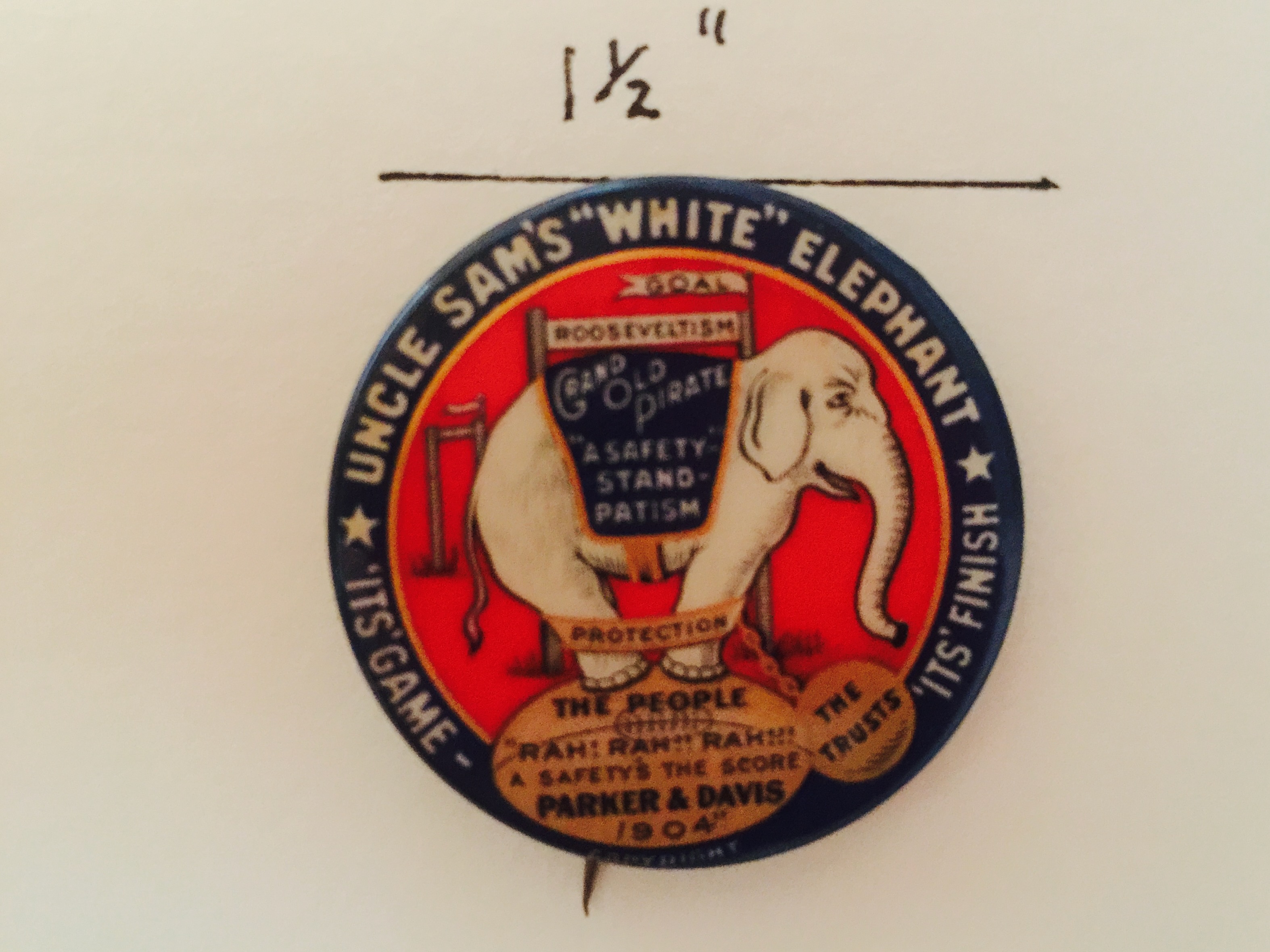 vintage white elephant party button