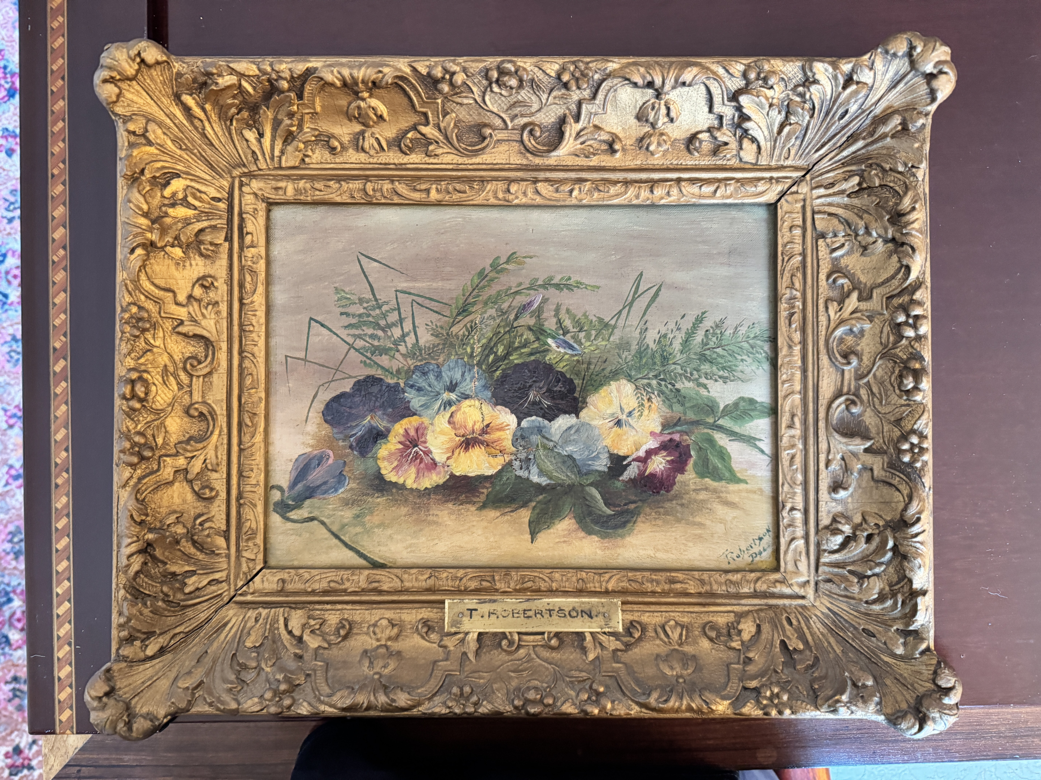 Oil painting- pansies - TRobertson