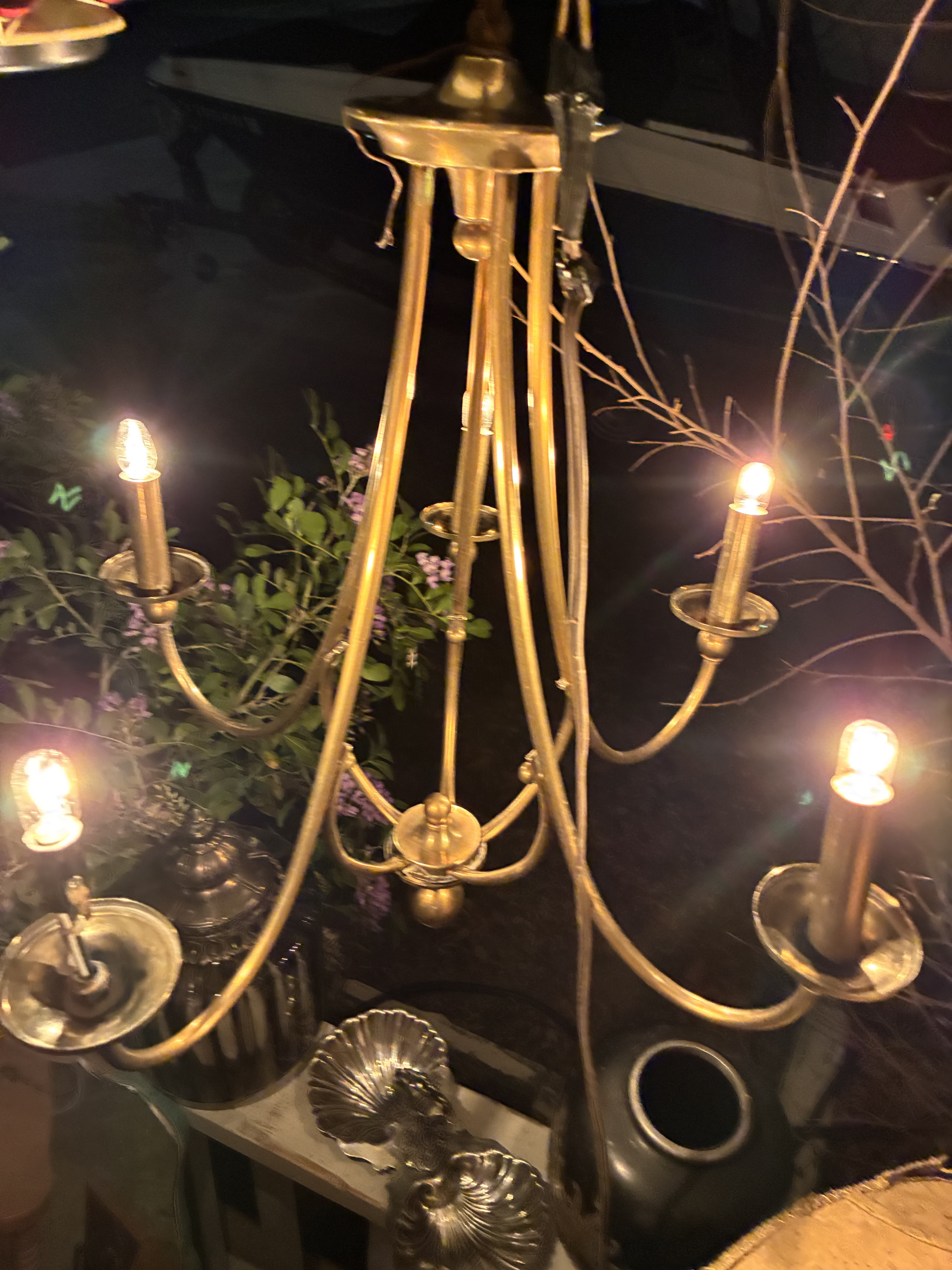 Brass 5 light chandelier 