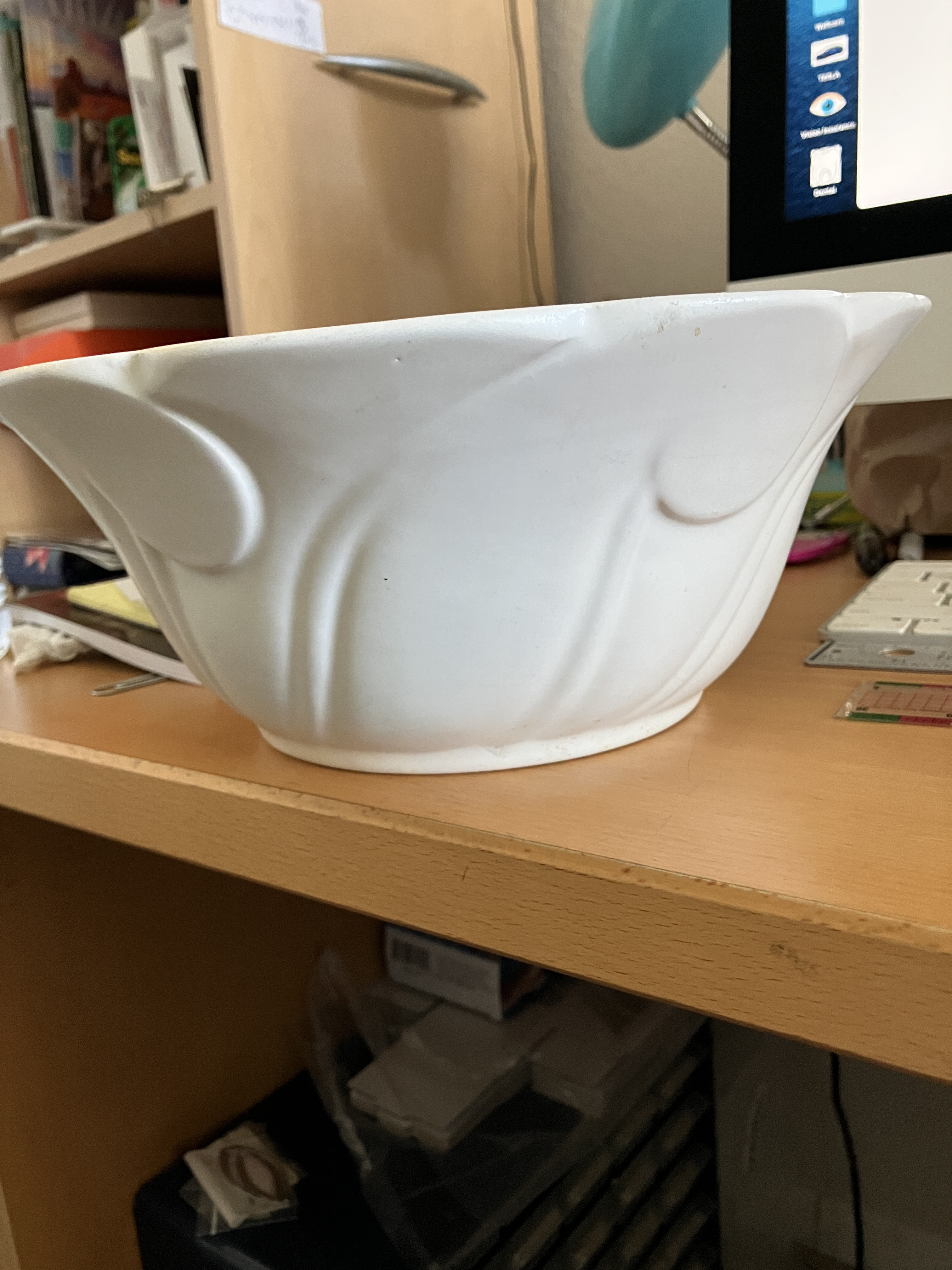 Vintage Bauer Pottery decorative bowl white ceramic — appraisal value $50 - $100