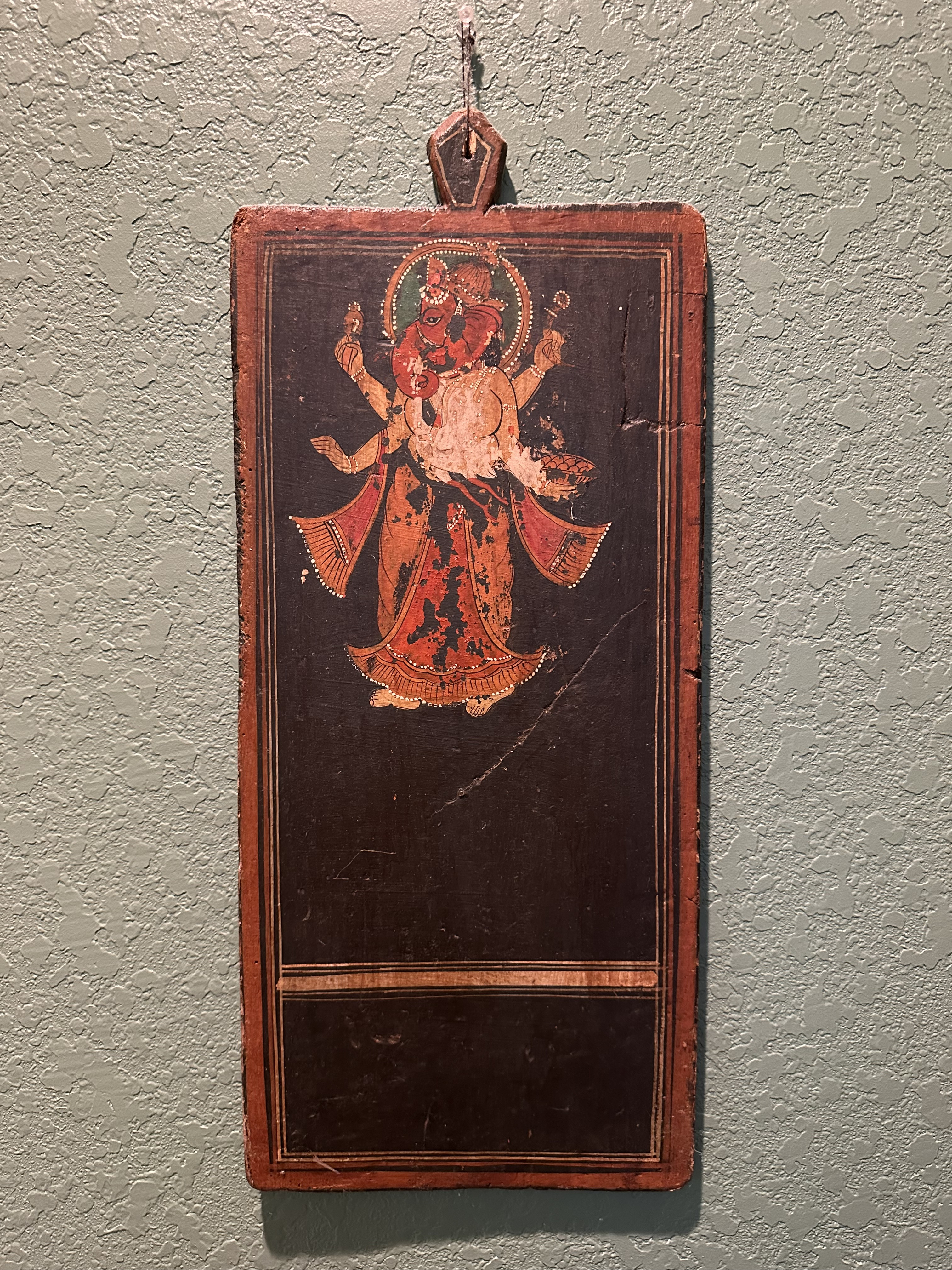 Antique Tibetan/Himalayan Thangka Painting – Buddhist Deity on Wood