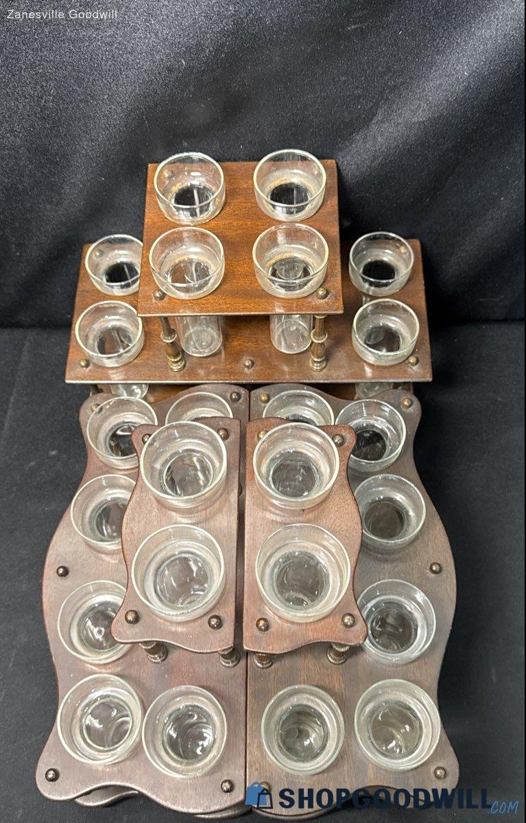 Antique wooden bottle or vase racks