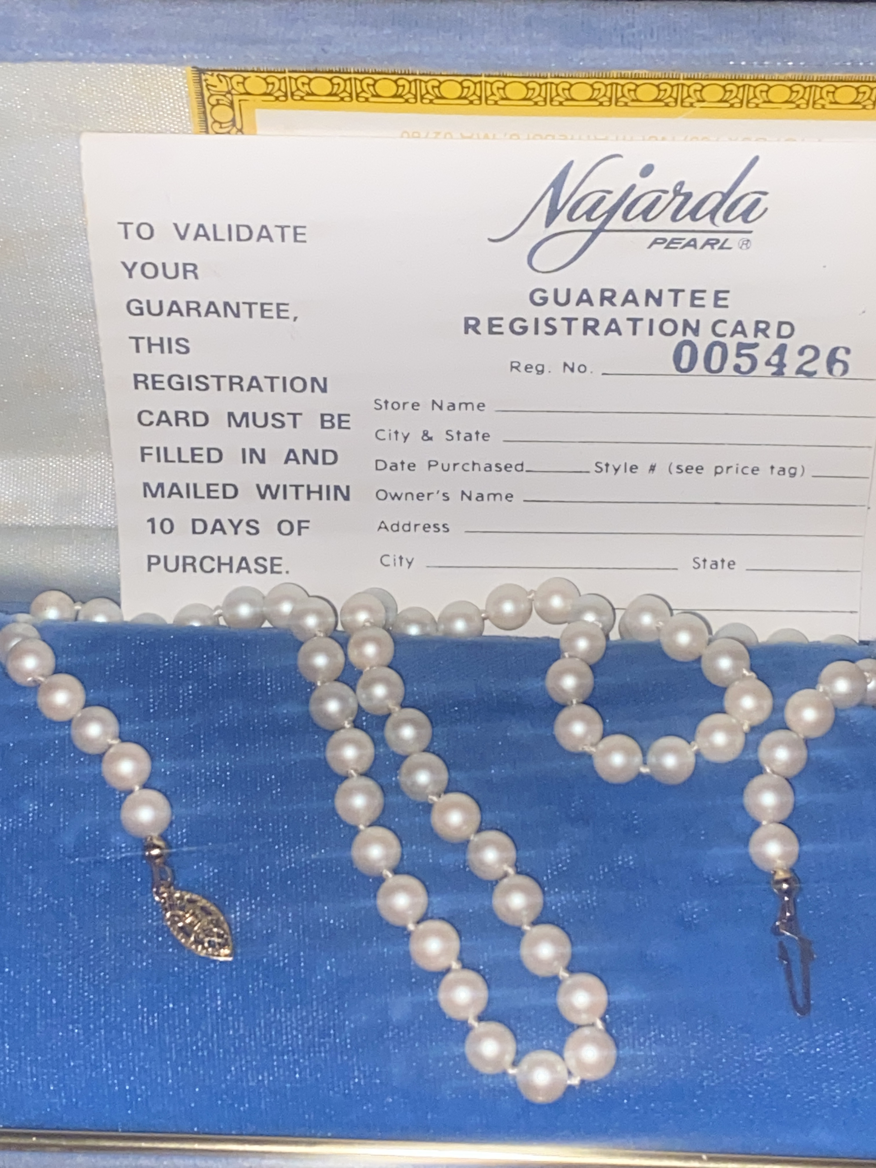 Najarda Pearl Necklace — appraisal value $90 - $200