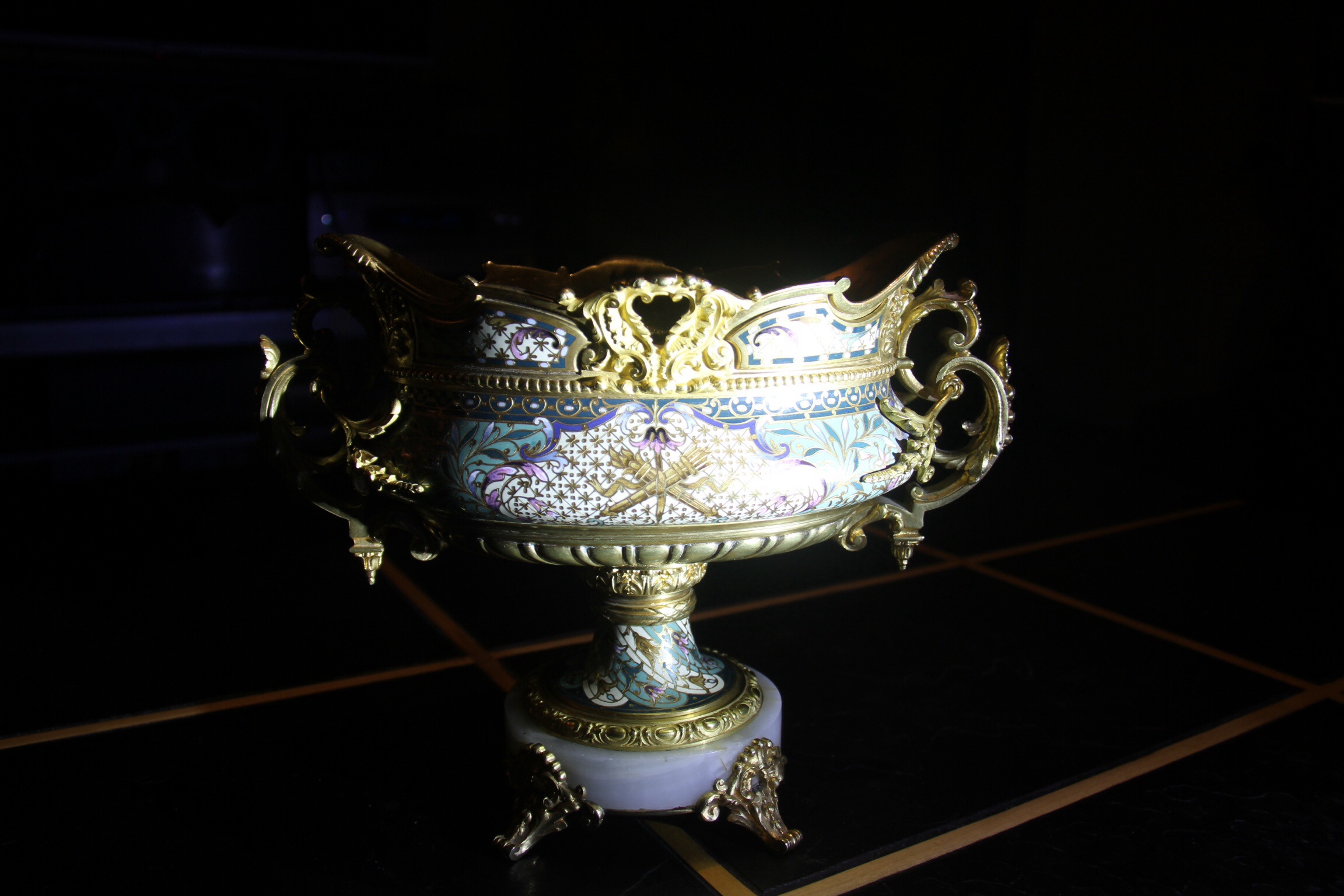 Bronze dore  Enamel Centerpiece