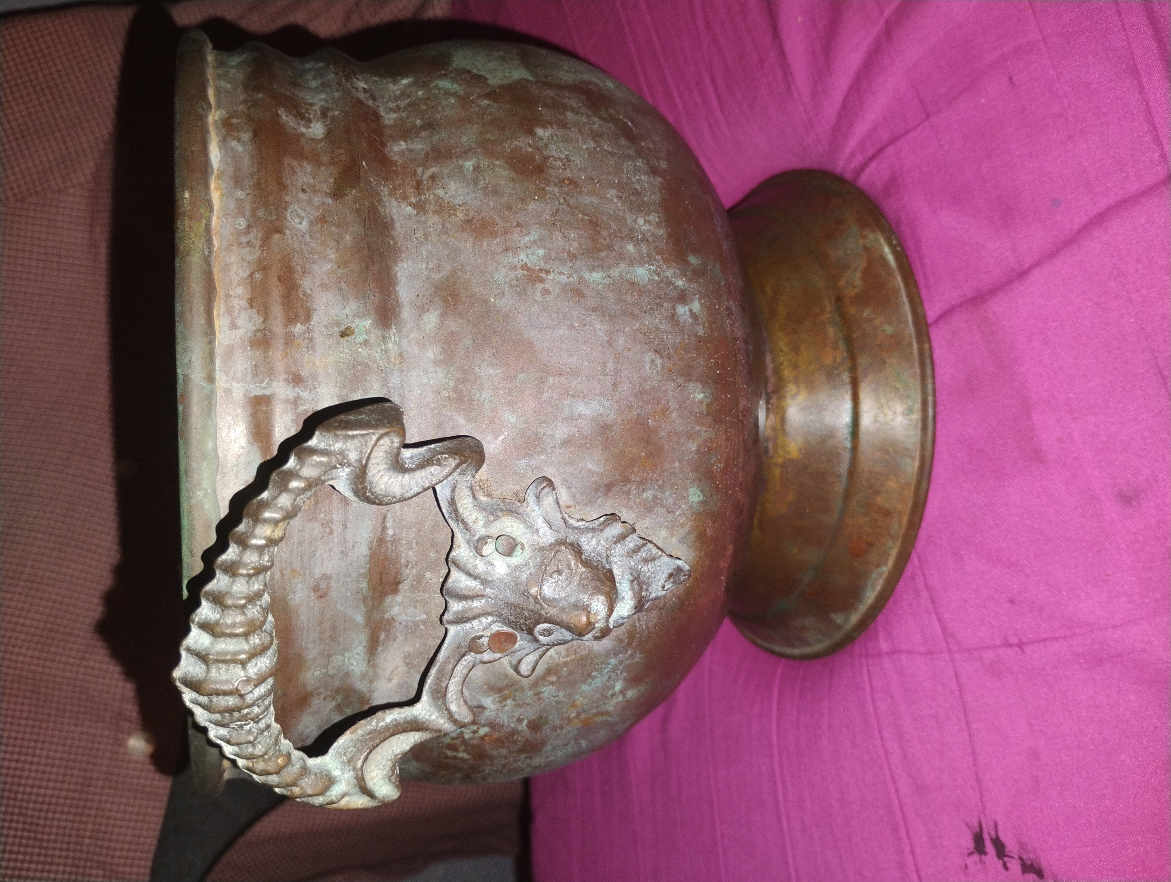 Copper or brass pot planter