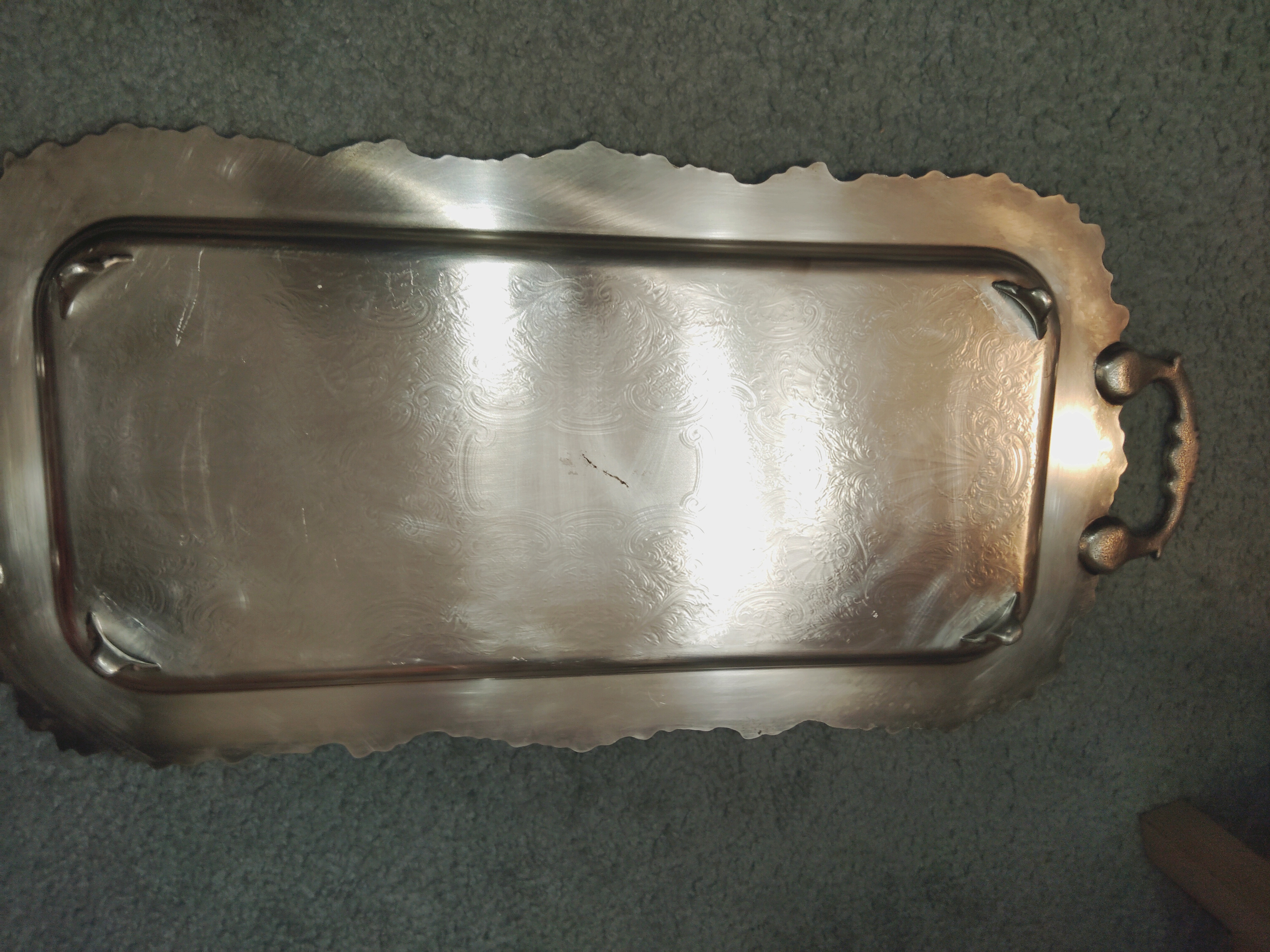 Silver plated pierced tray with handles 