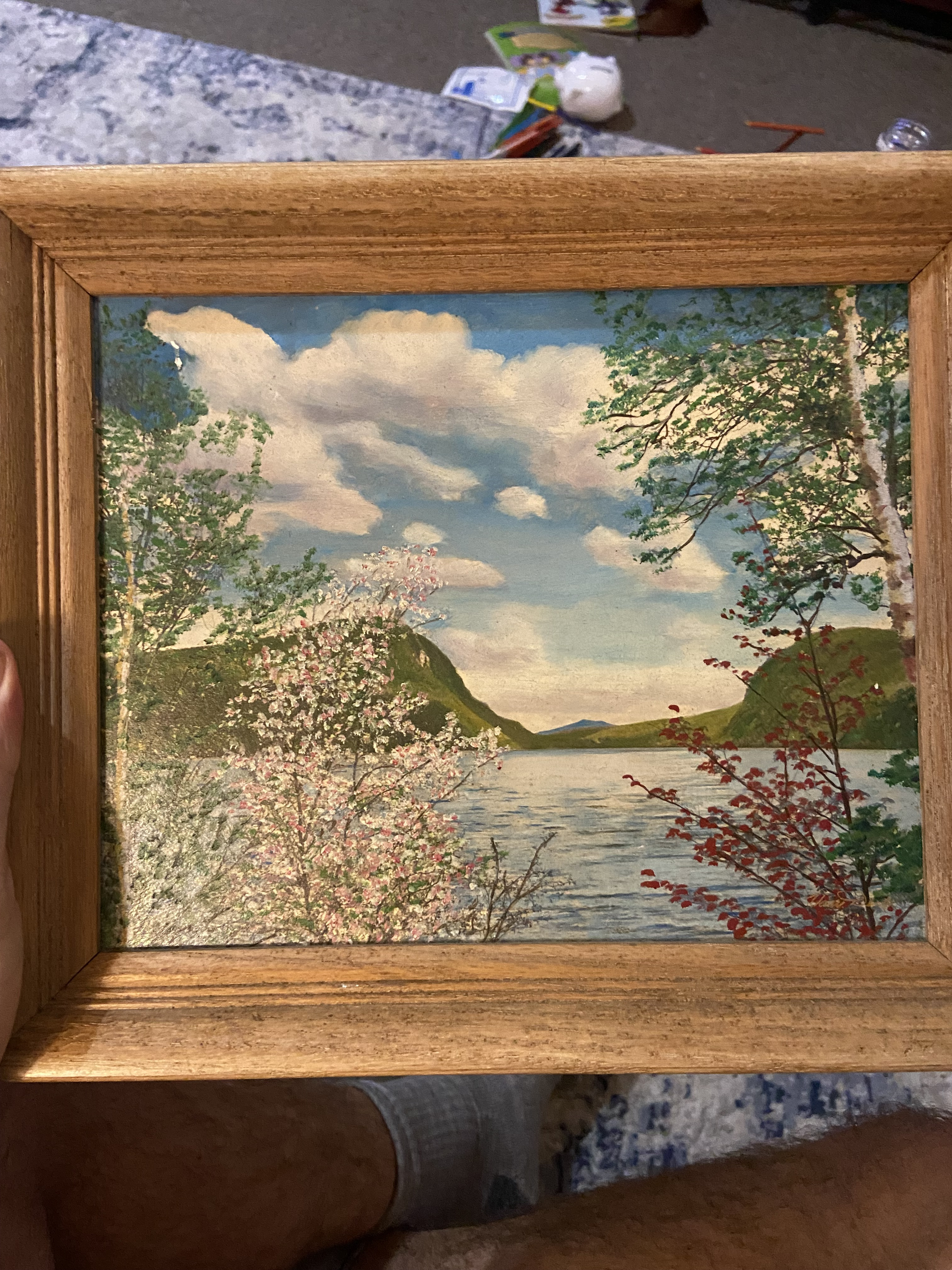 Vintage scenic oil, painting