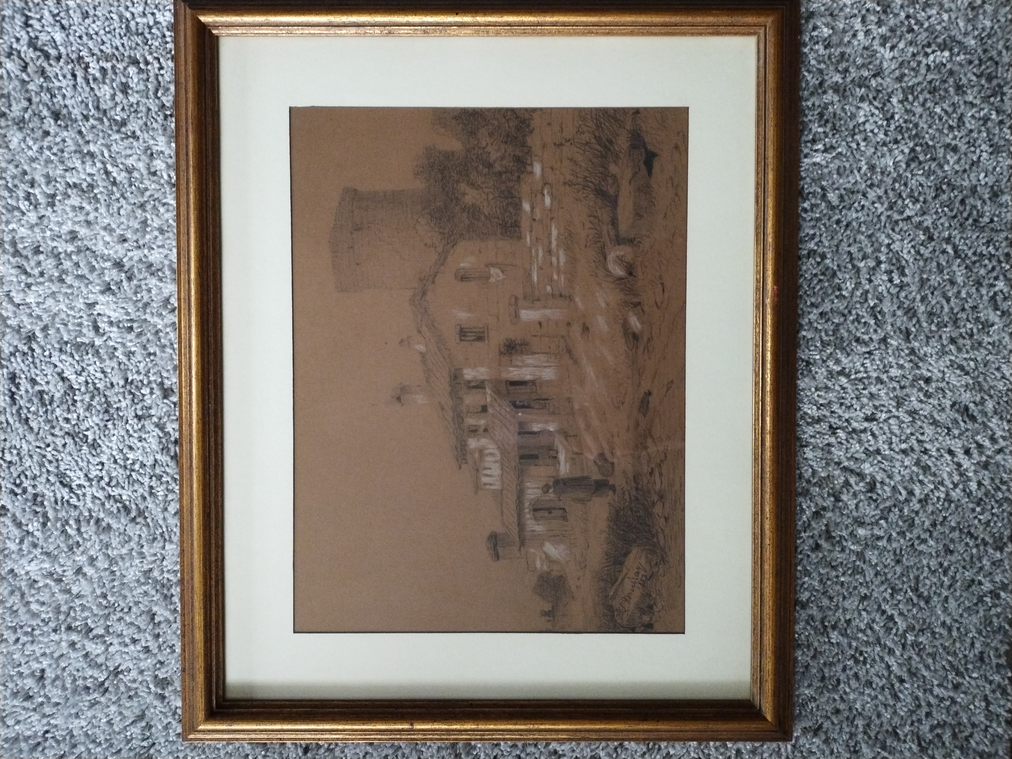 1882 Elizabeth Murray Pen and Charcoal Drawing