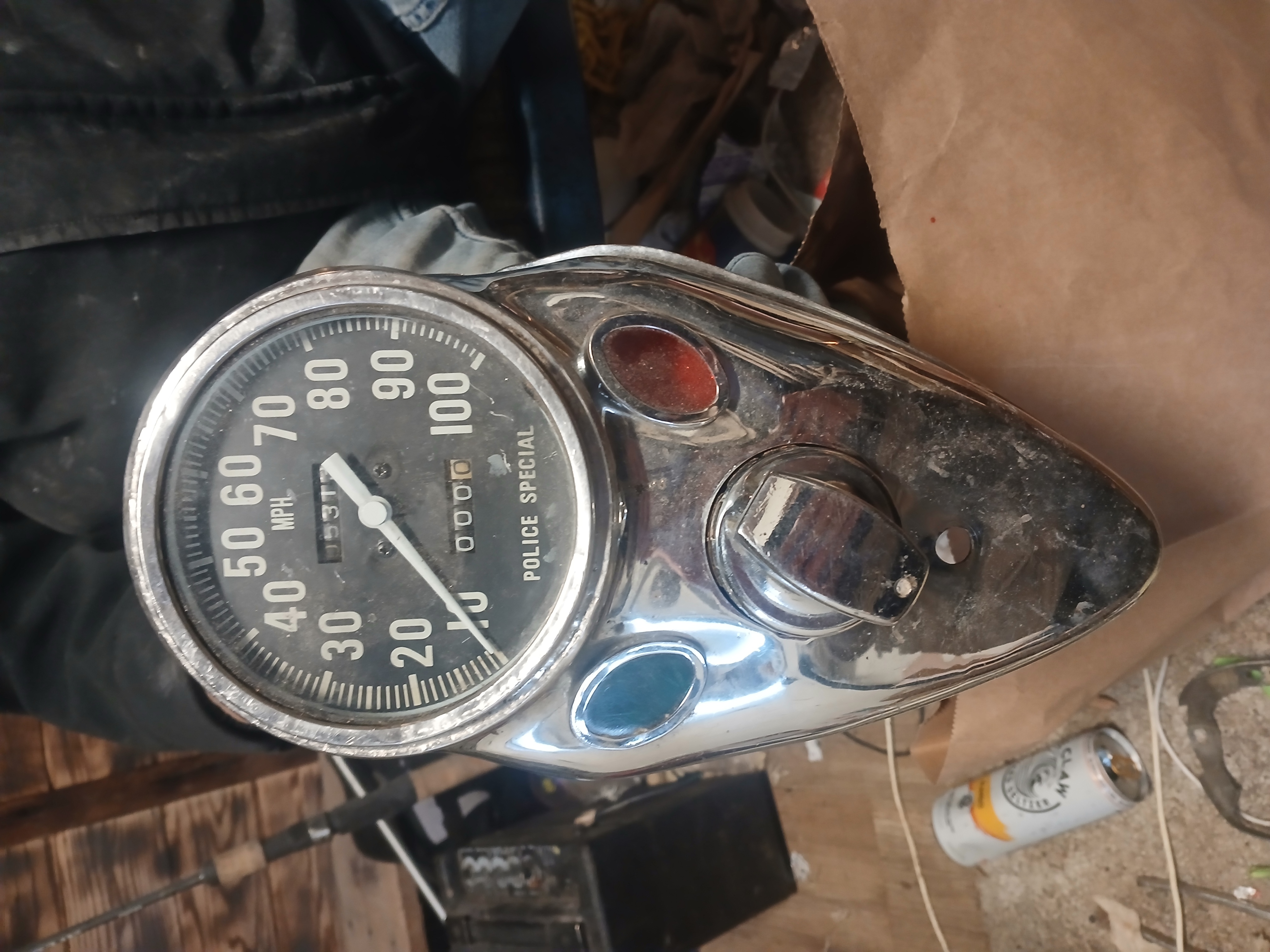 Vintage speedometer for Harley Davidson Police motorcycle