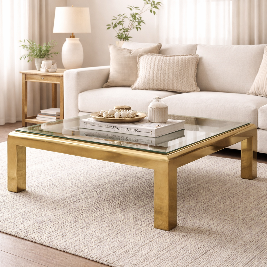 Solid Brass/Glass Luxury Coffee Table
