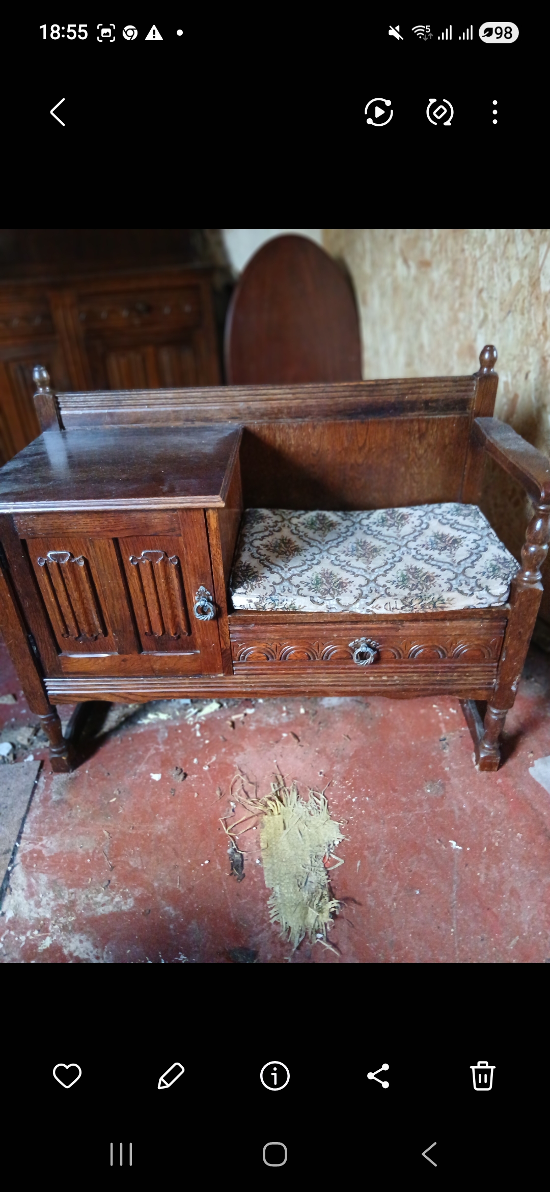 Antique Wooden Bench with Storage
