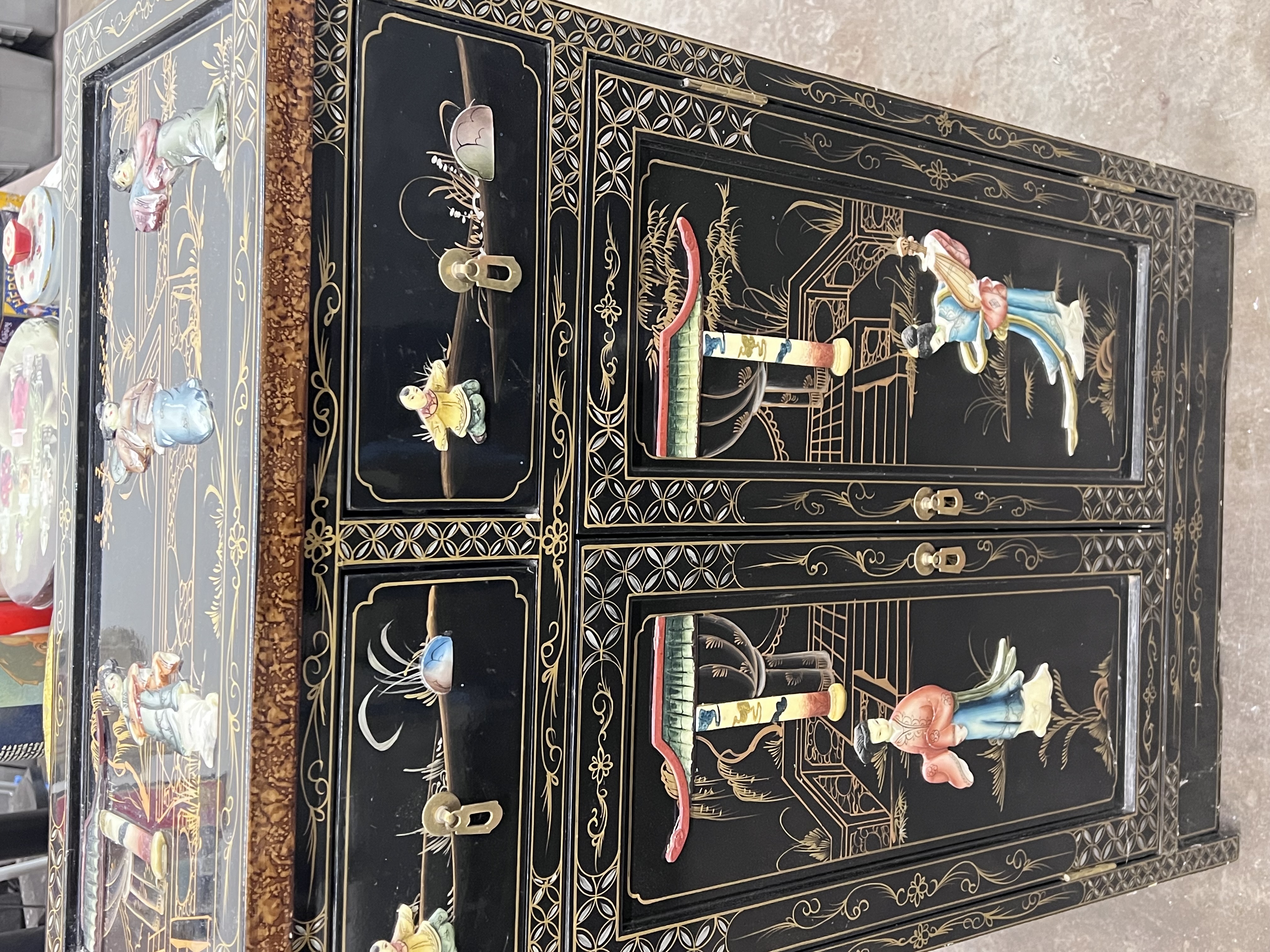 Chinese Lacquer Wood Cabinet