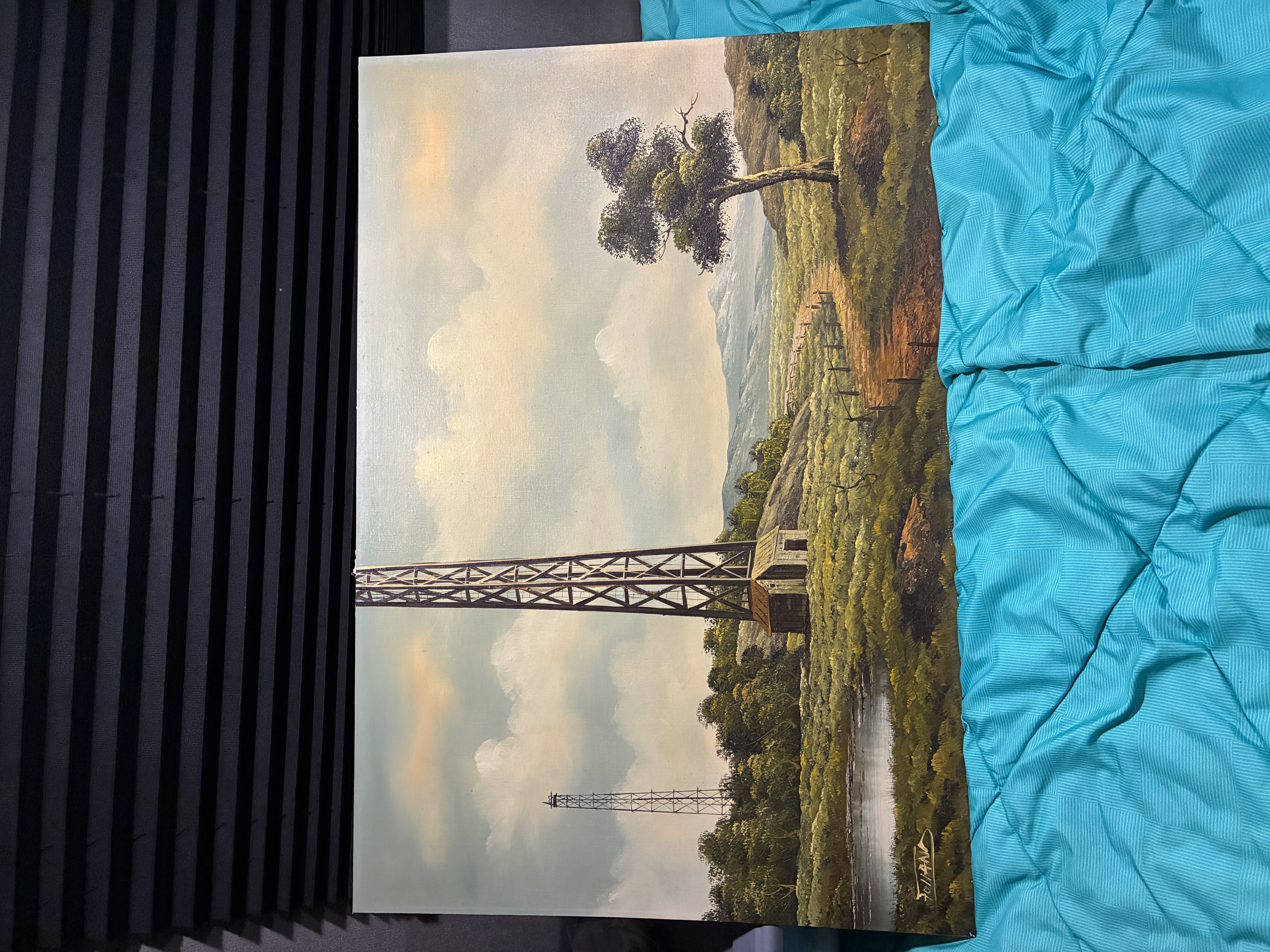 Oil painting landscape oil rig