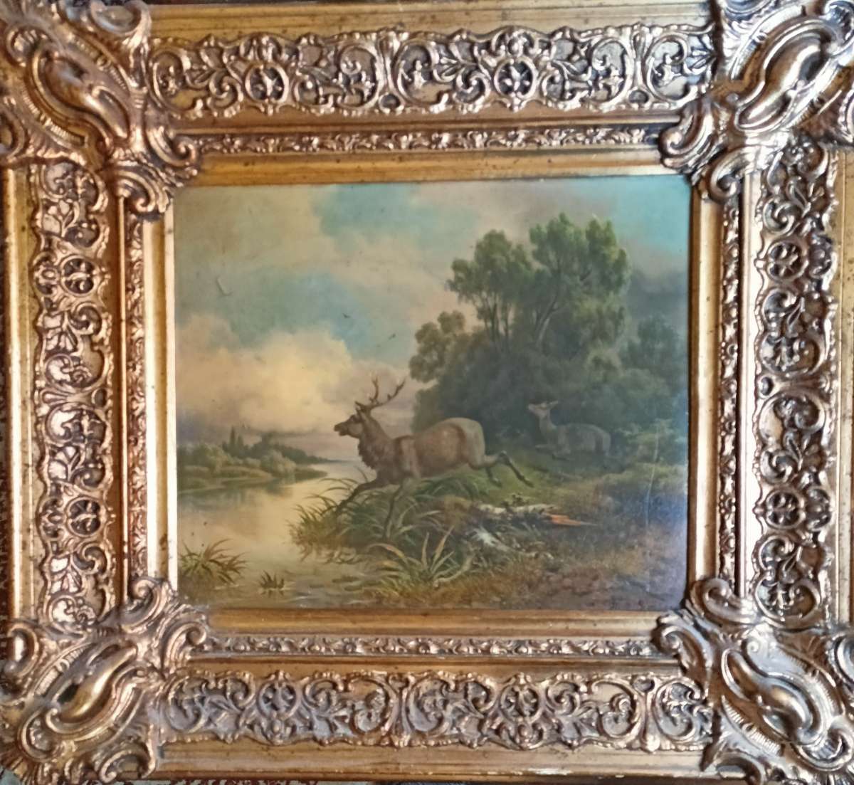 Landscape Painting with Deer