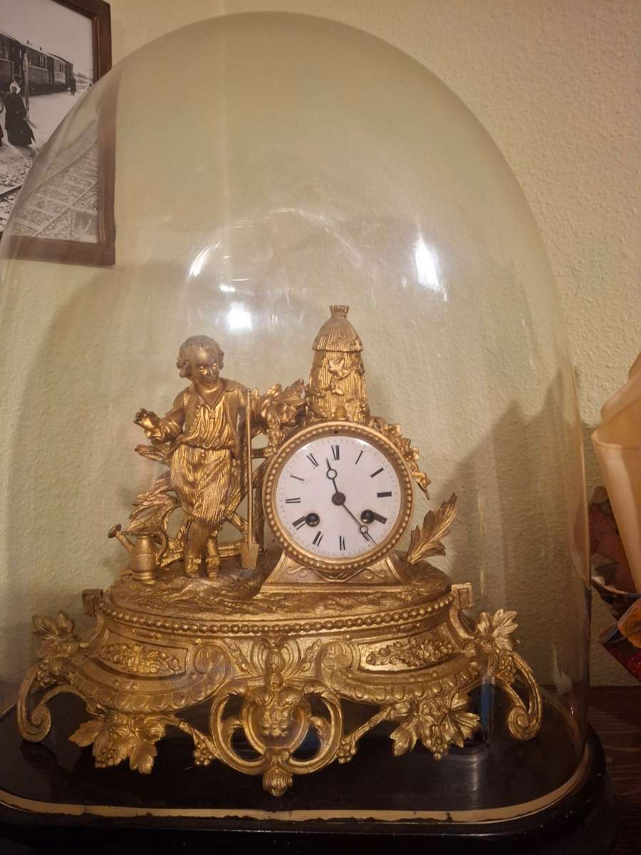 Antique Gilded Clock with Child Figure