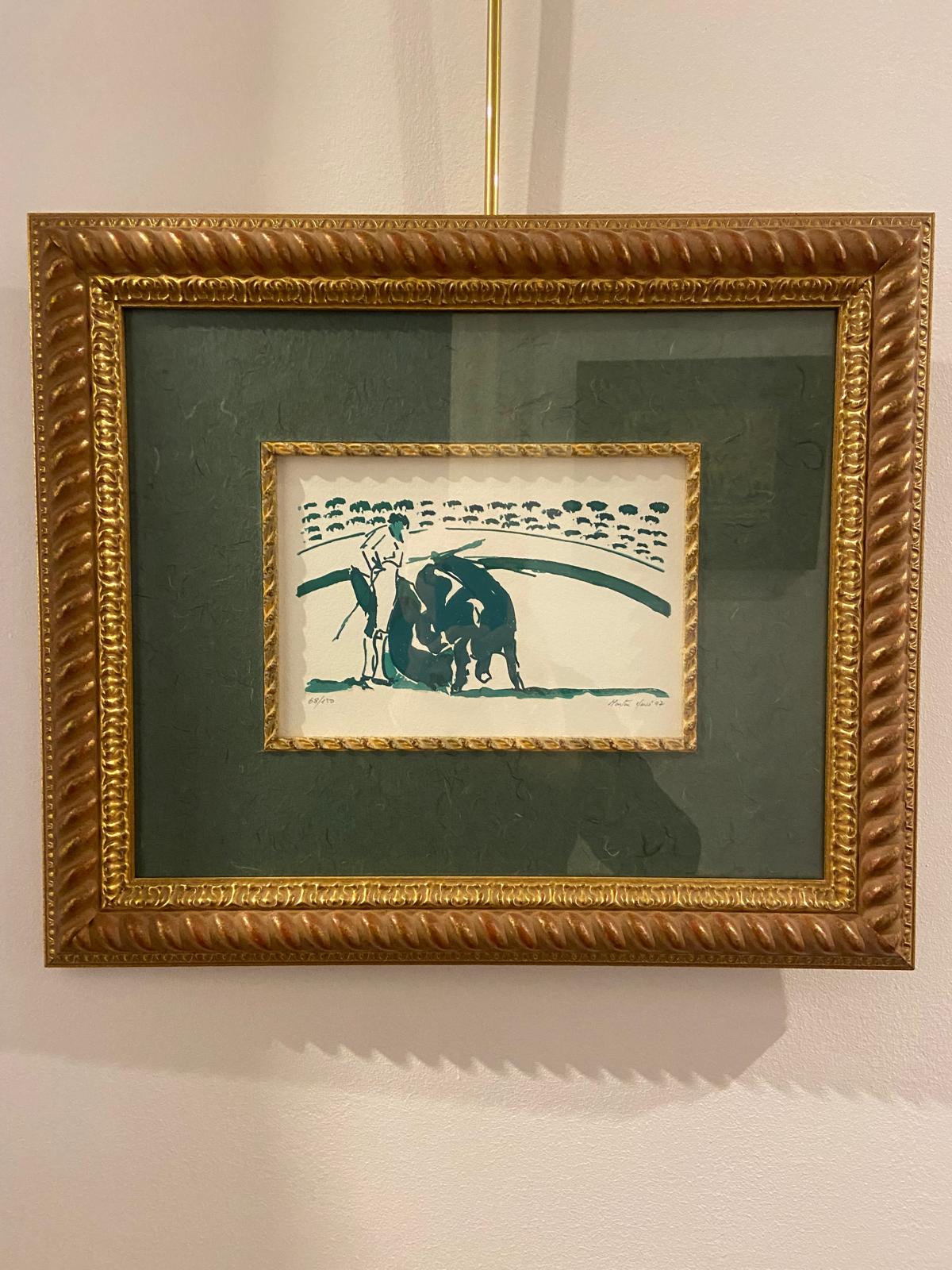 Framed Artwork Depicting Bullfighting