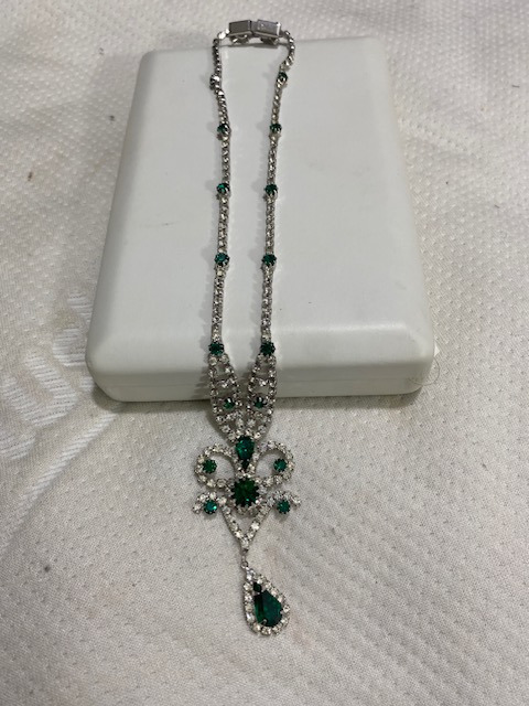 Vintage Emerald and Diamond Necklace