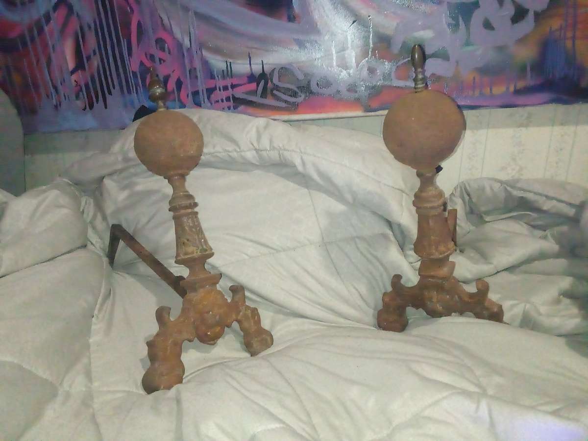 Antique Cast Iron Andirons
