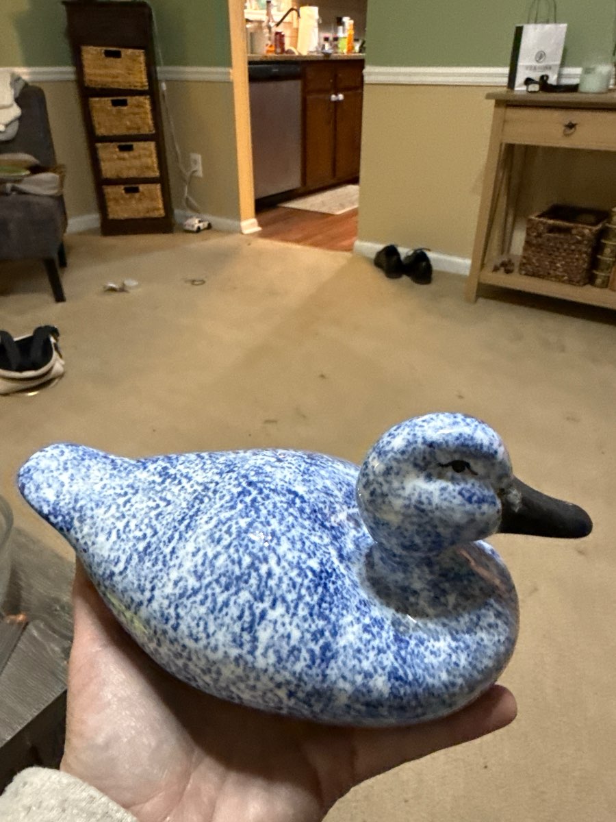 Speckled Ceramic Duck Figurine
