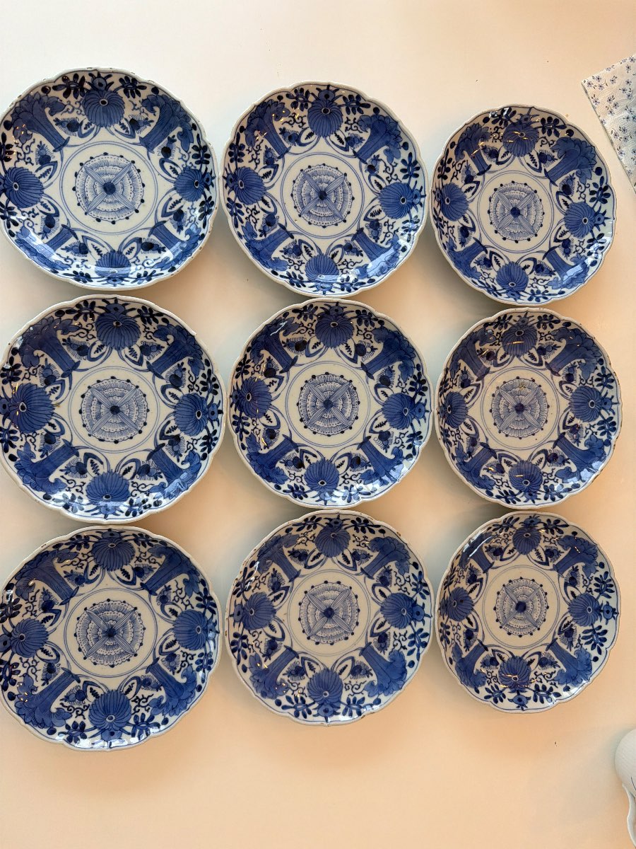 Set of Blue and White Porcelain Plates