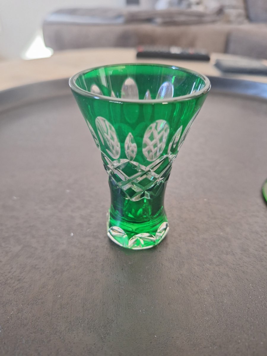 Green Cut Glass Vase — appraisal value $25 - $50