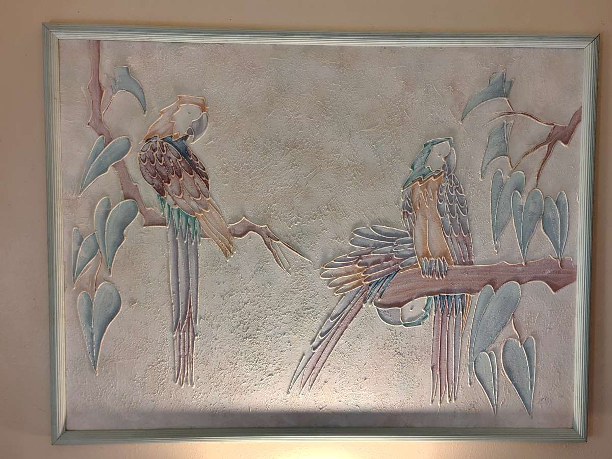 Decorative Wall Art Featuring Parrots — appraisal value $150 - $250