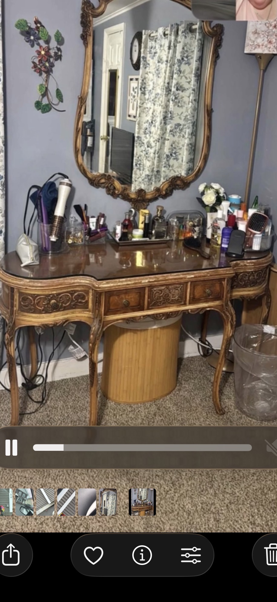 Antique French Style Vanity with Mirror
