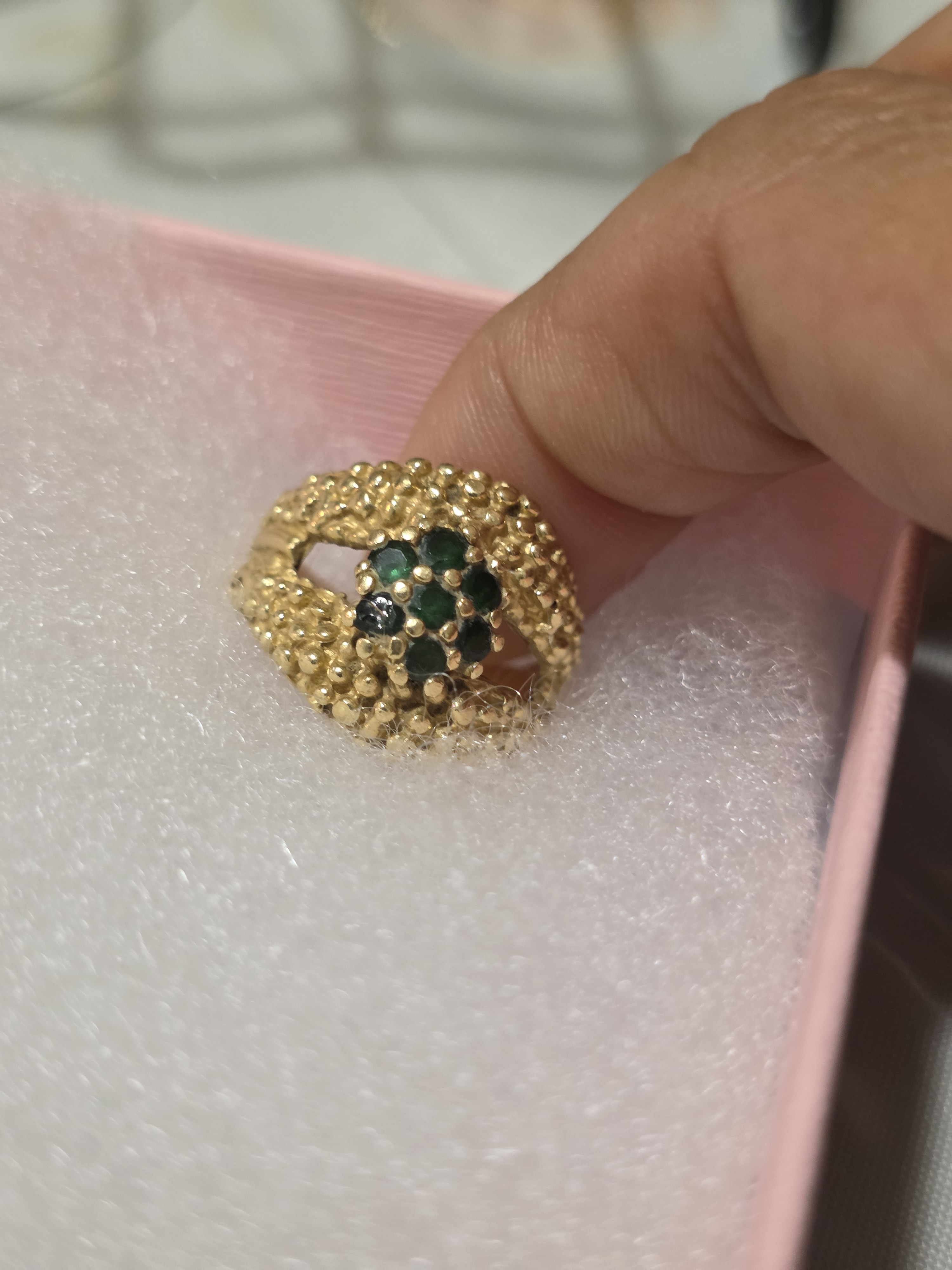 Antique 14K Gold Ring with Green Stones