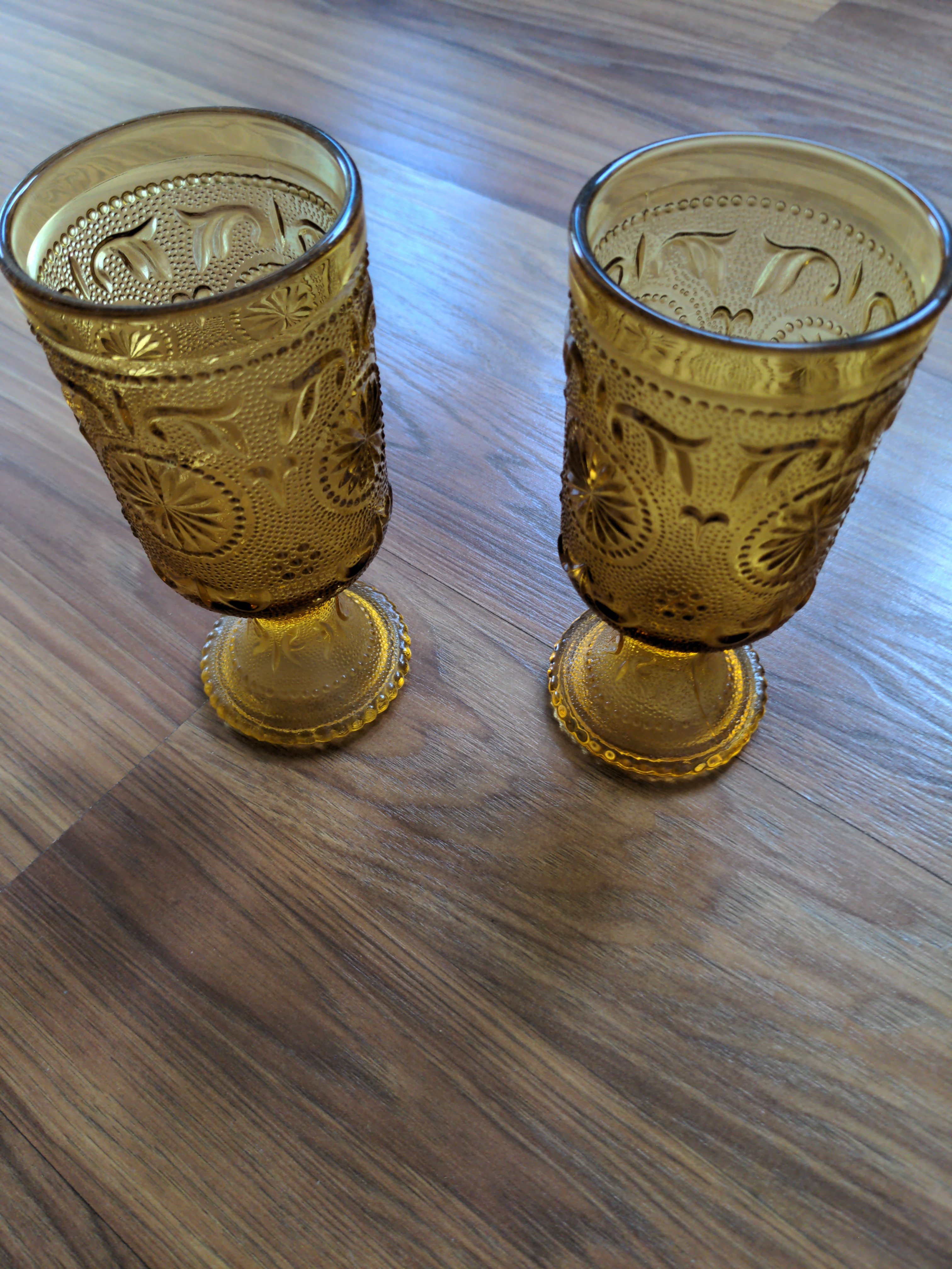 Vintage Amber Glass Goblets