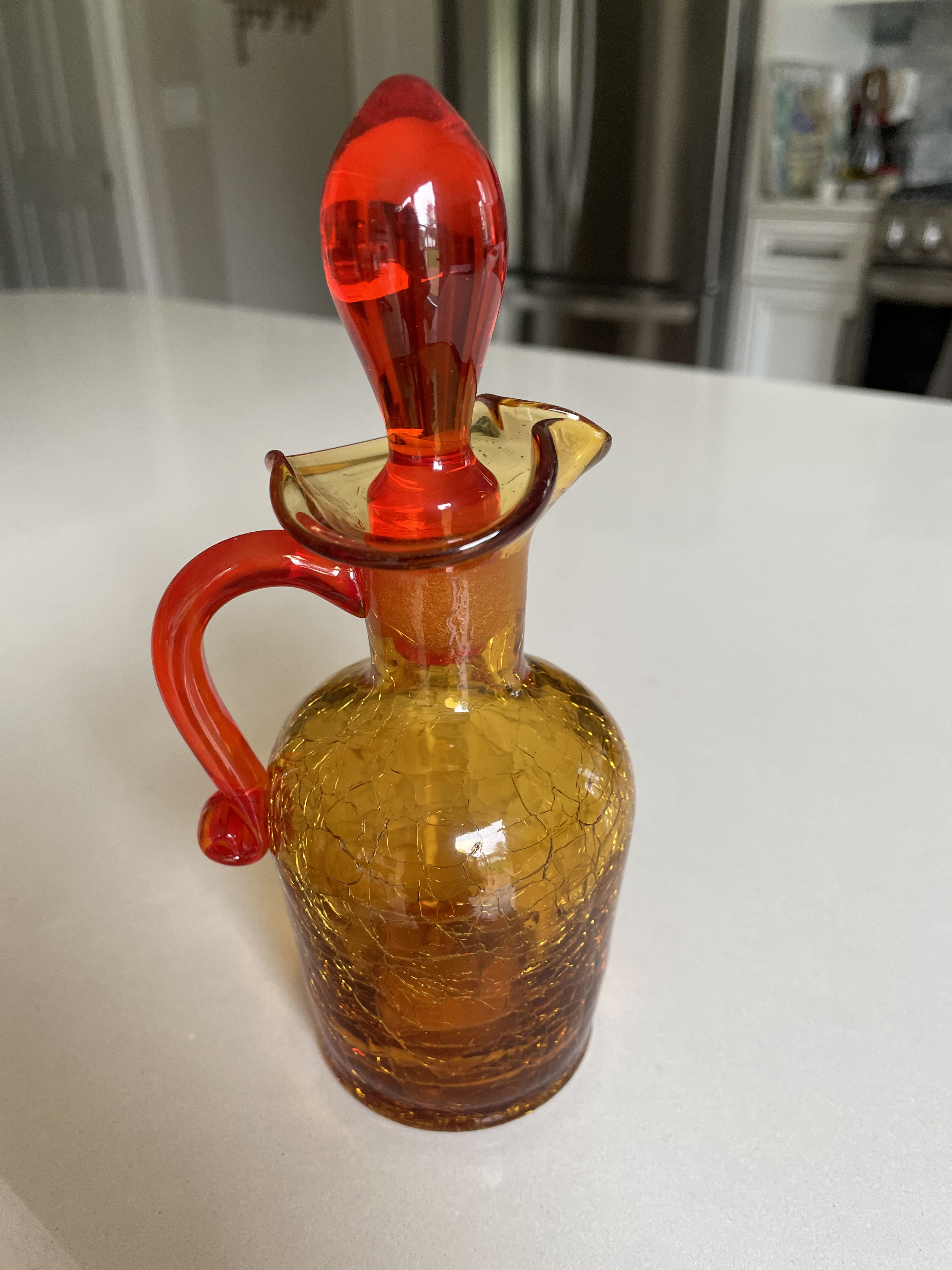 Vintage Crackle Glass Vase