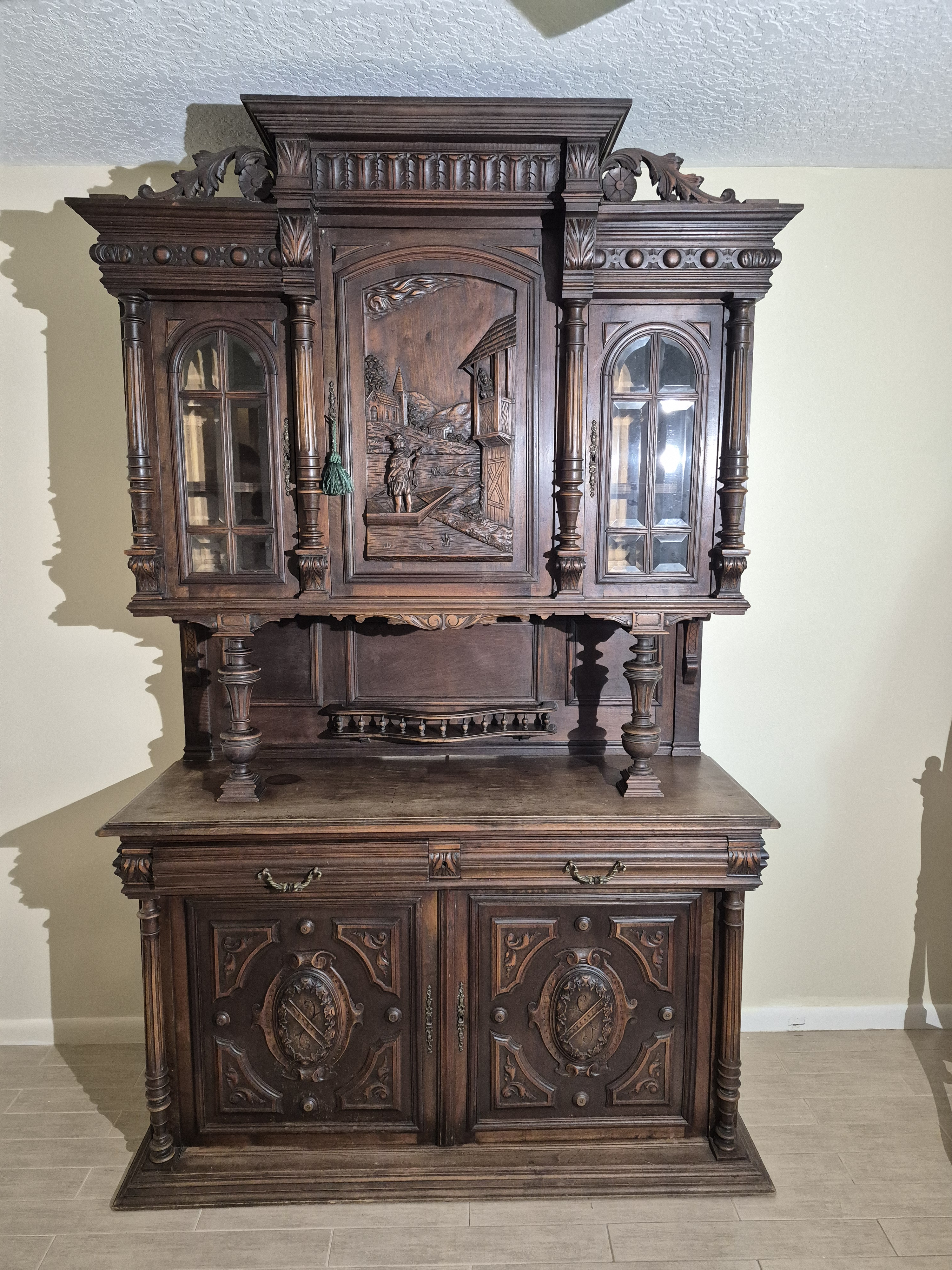 Carved Oak Sideboard with Hutch