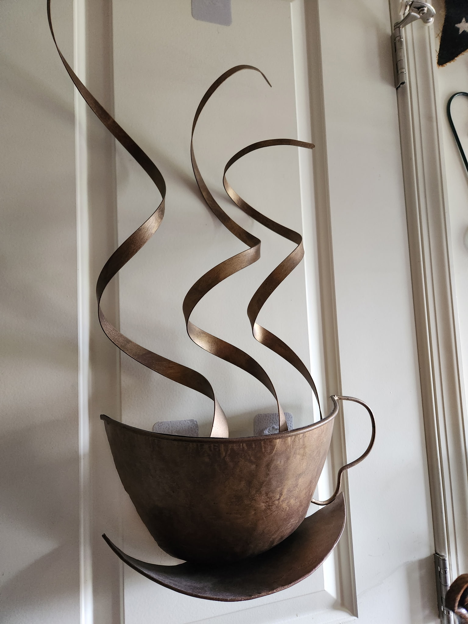 metal wall sculpture titled 'Java' or 'Cup of Coffee' by Curtis Jere for Artisan House