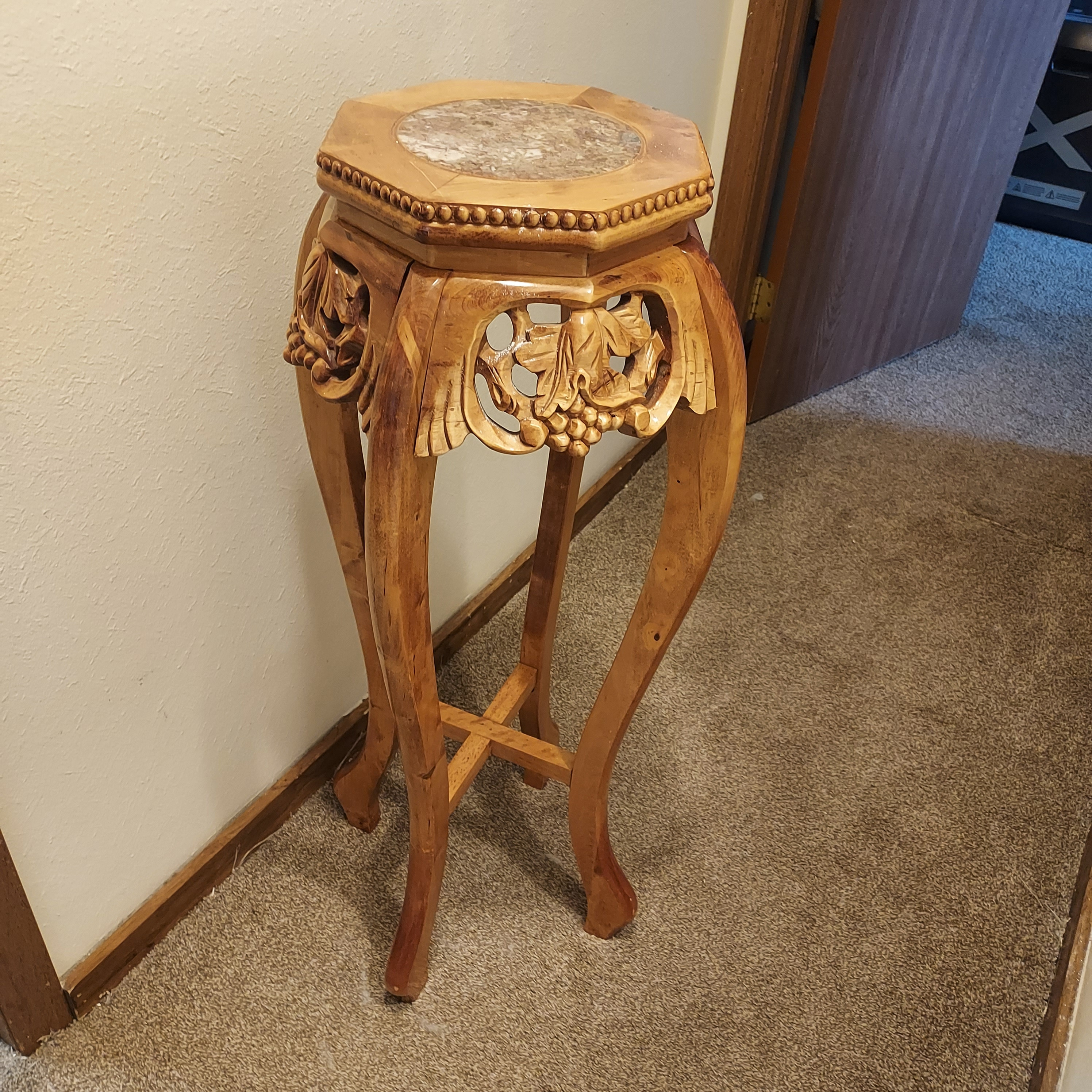 Antique Carved Wooden Plant Stand