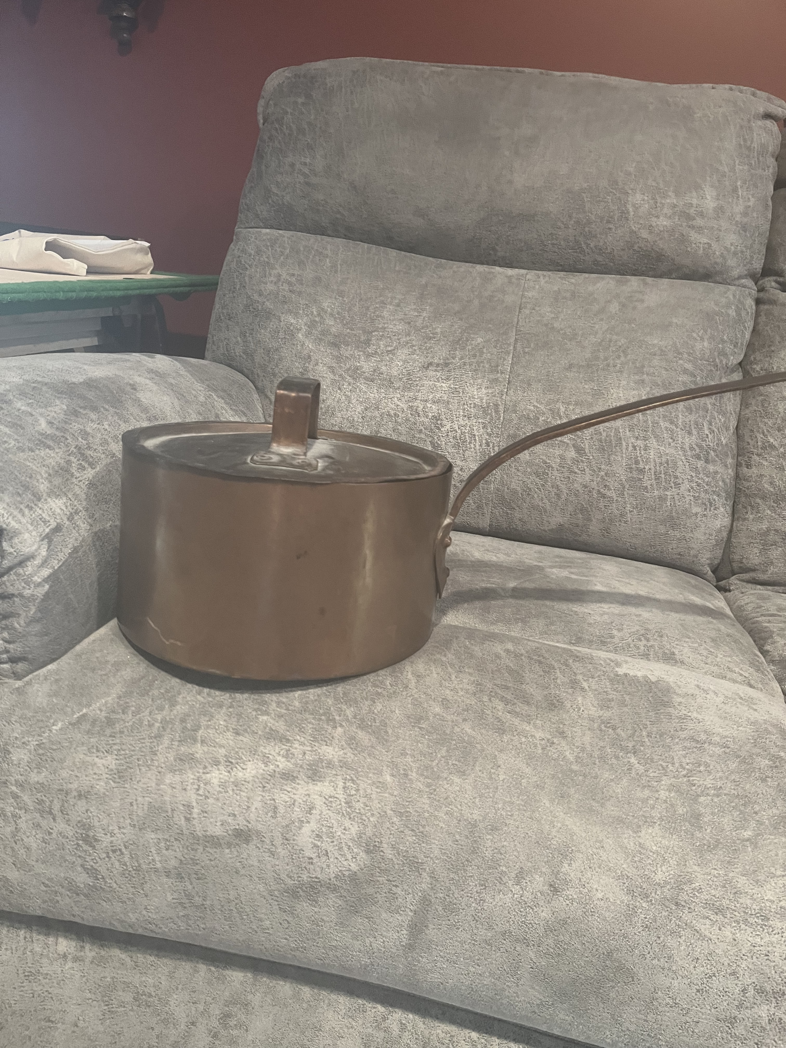Antique copper pot with lid