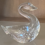 Clear Hand Blown Glass Swan Figurine