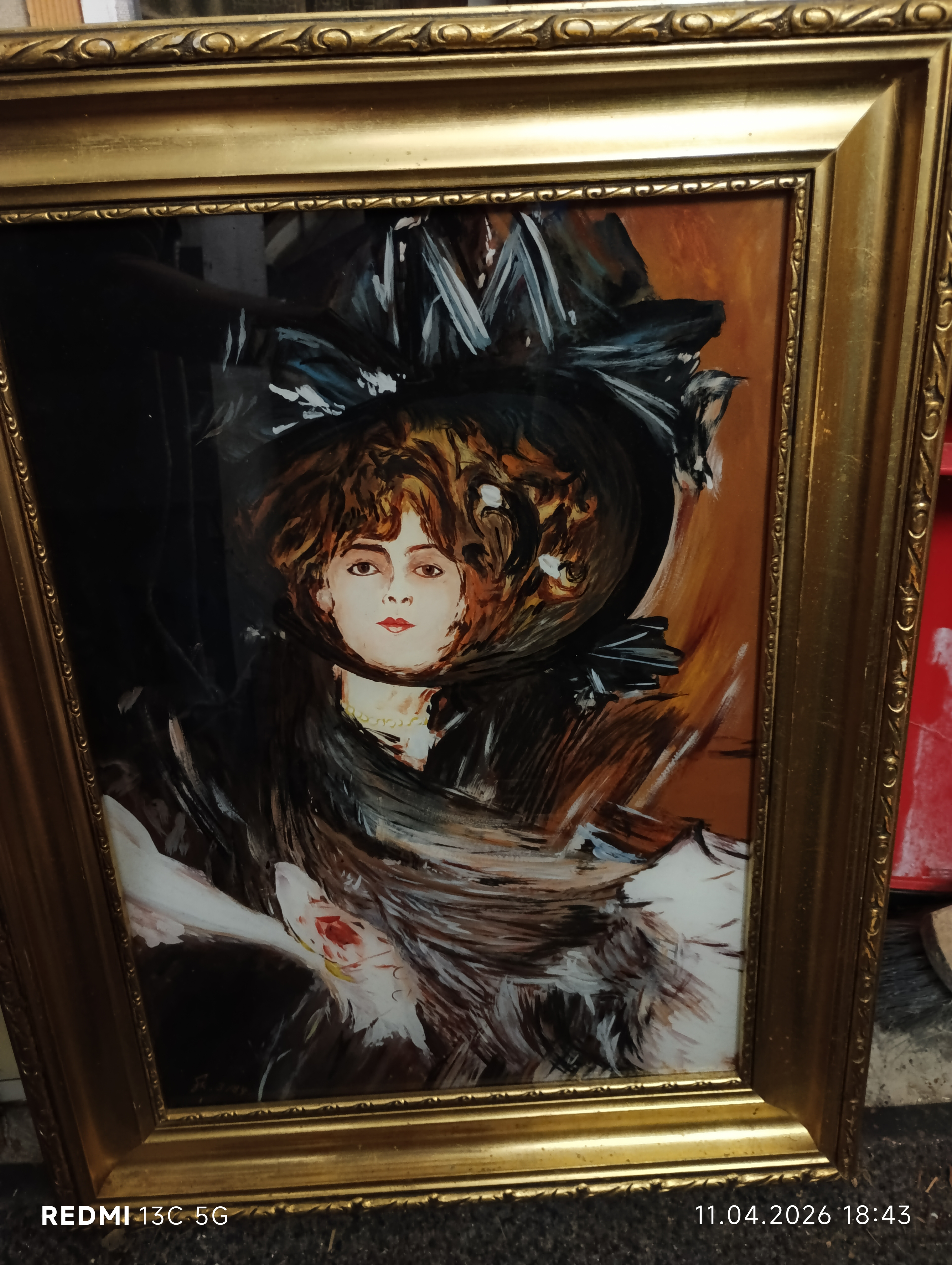 Framed Art Nouveau Style Painting