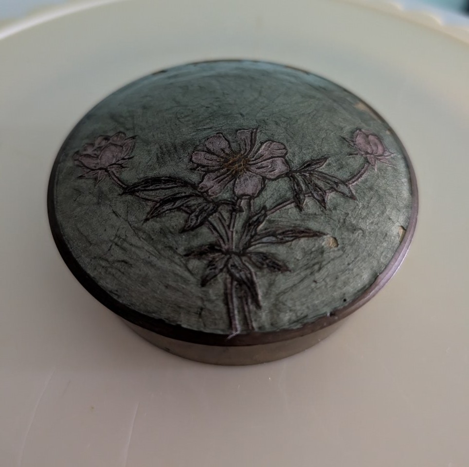 vintage enameled brass jewelry box
