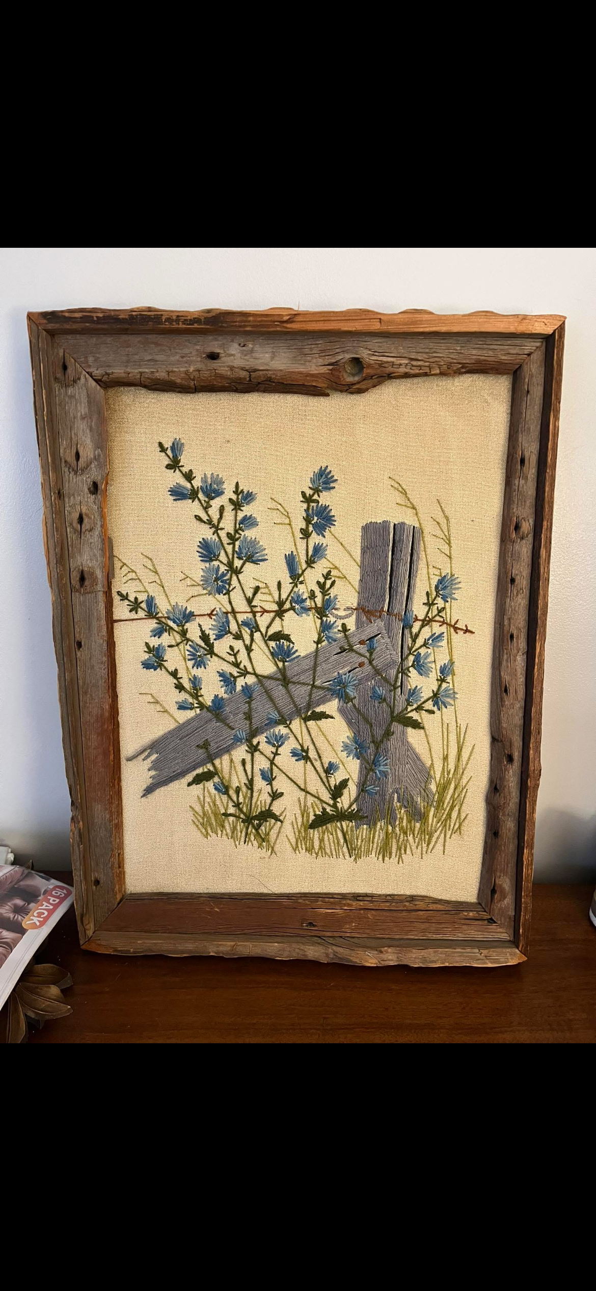 Vintage Framed Crewel Embroidery