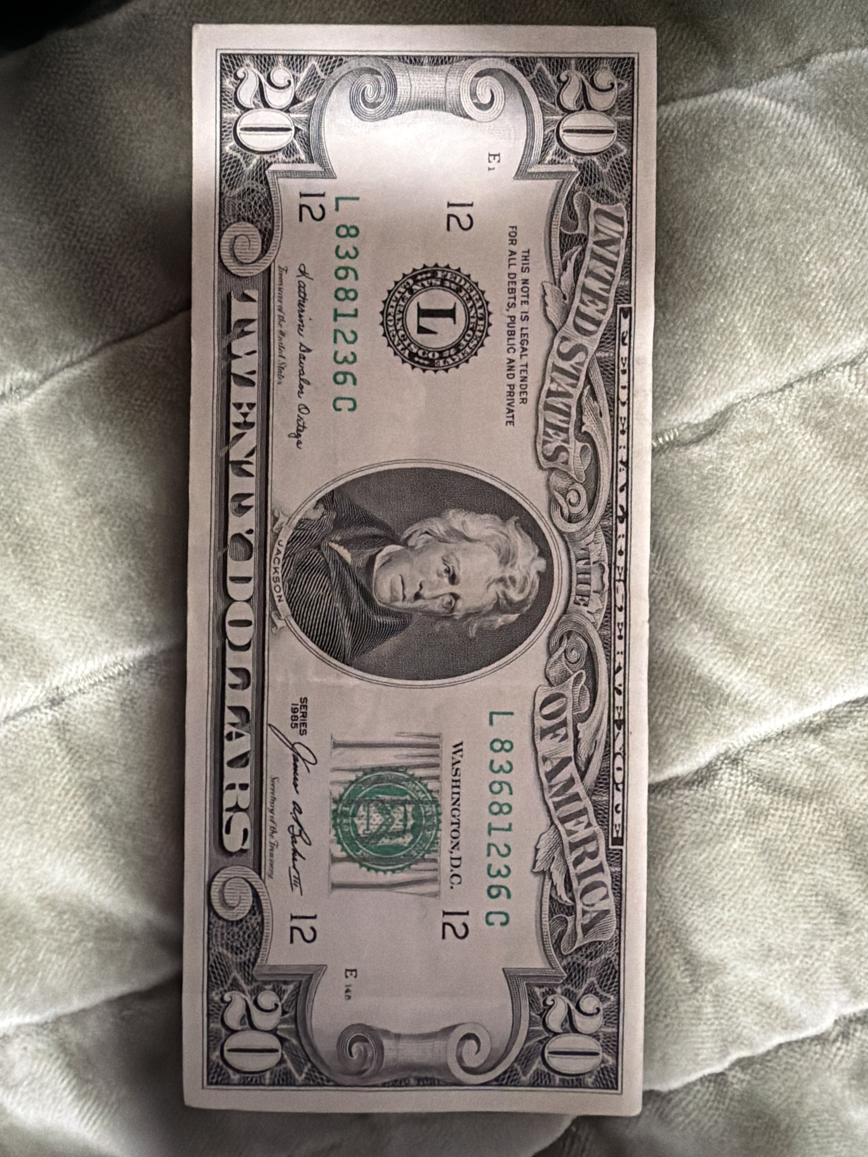 $20 Bill by United States Department of the Treasury