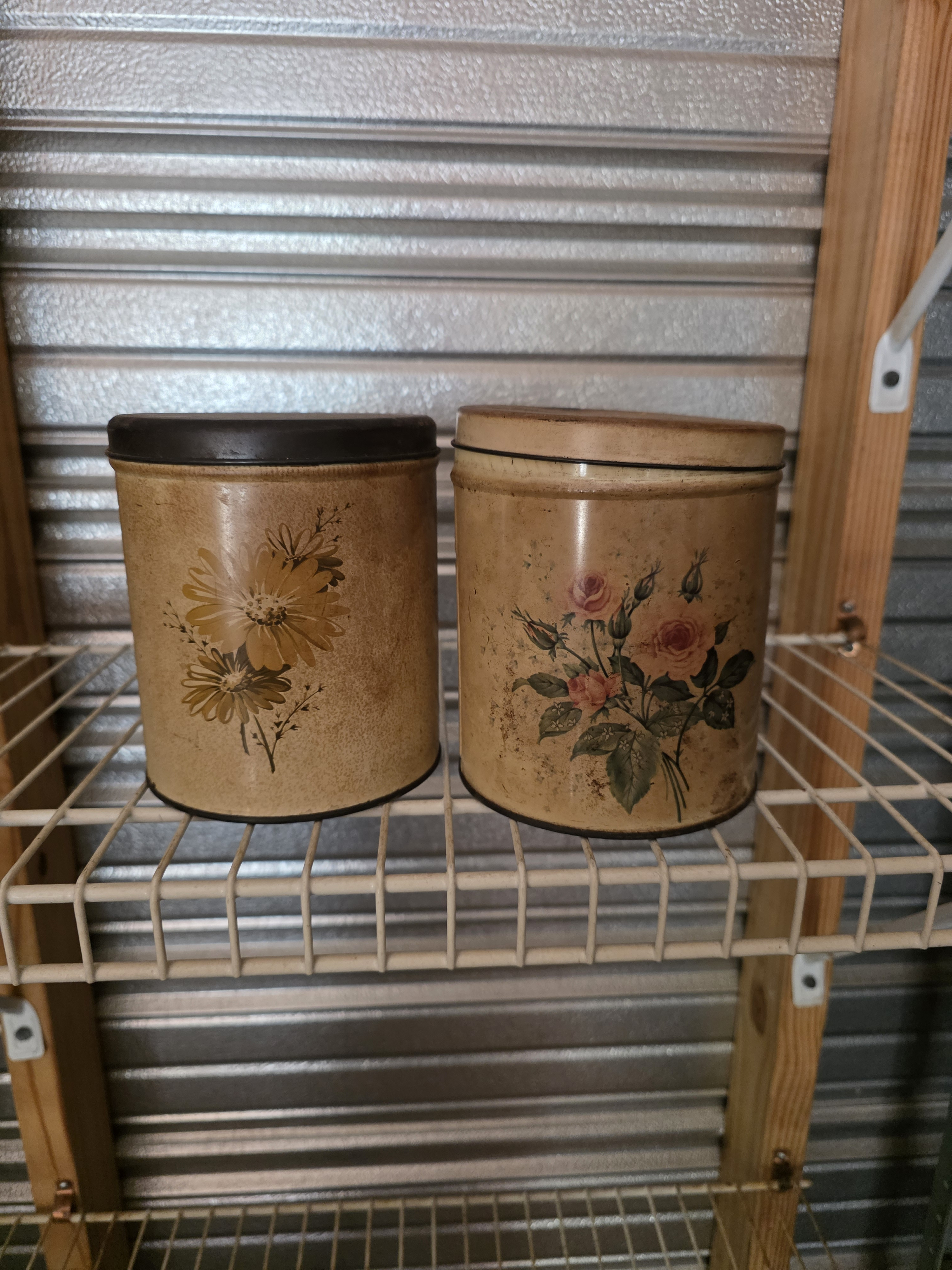 Vintage Floral Metal Canisters