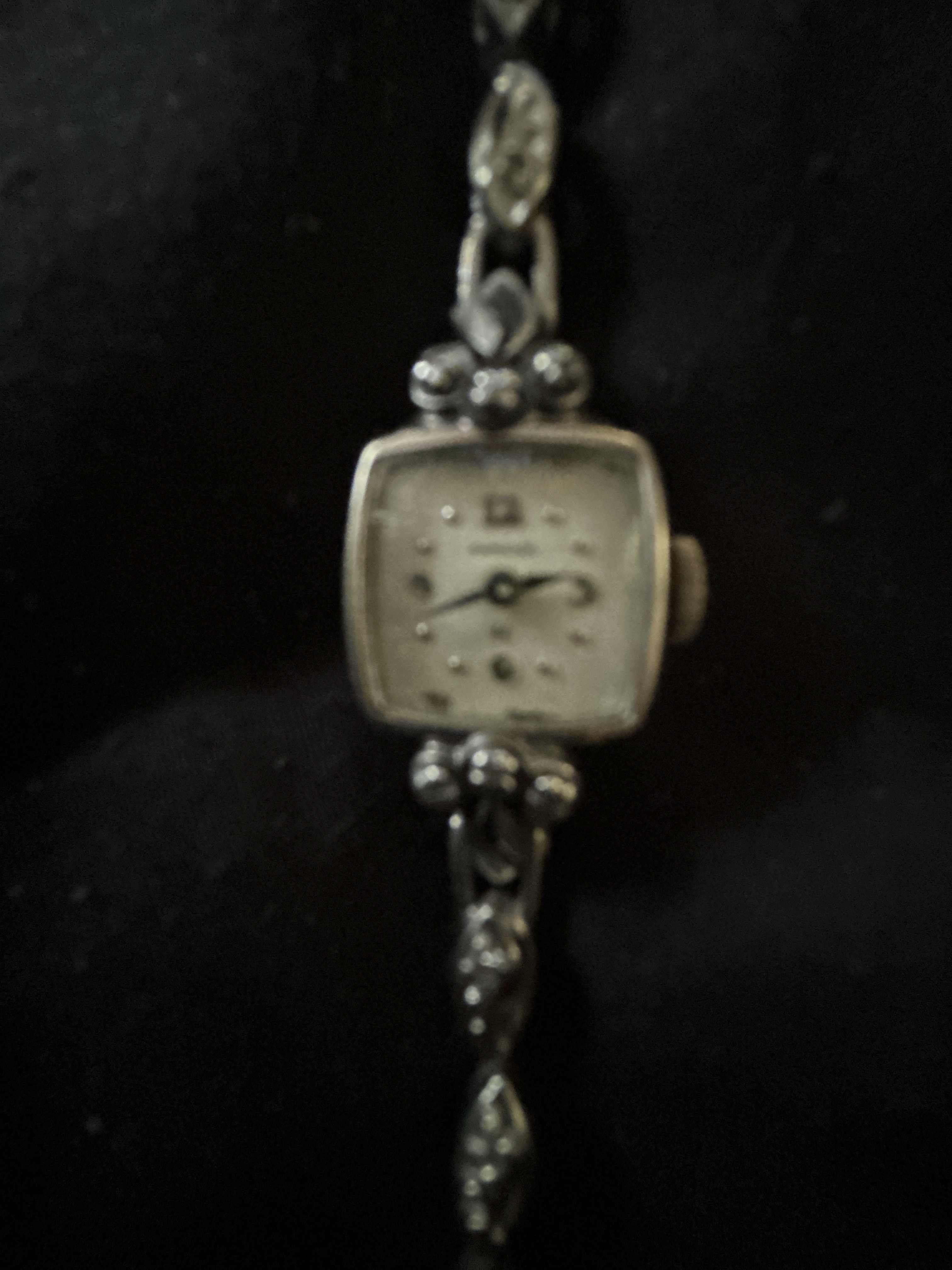 Hamilton vintage ladies watch 1920-1930 14 k white gold with 27 diamonds 