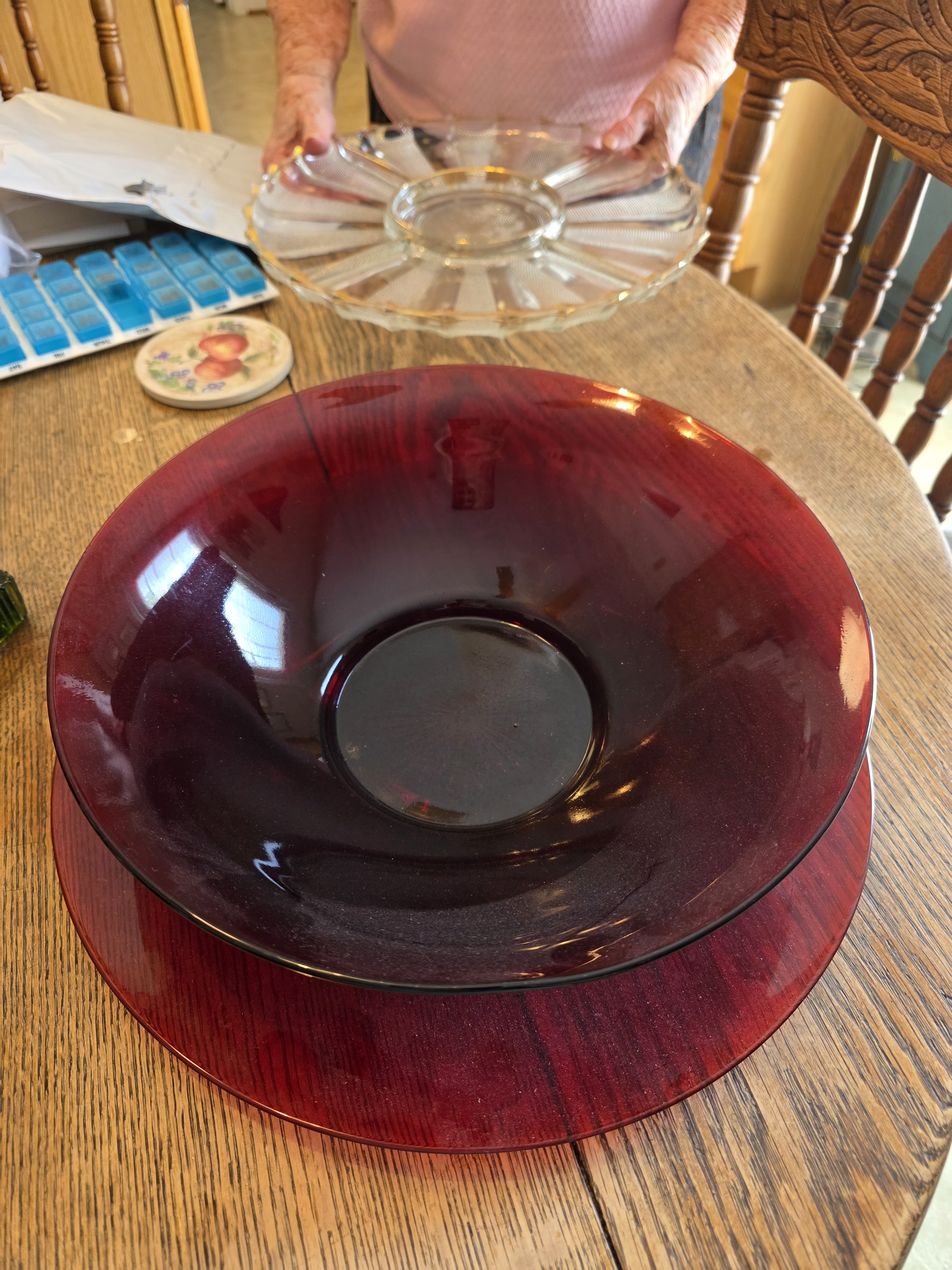 Ruby red salad serving bowl